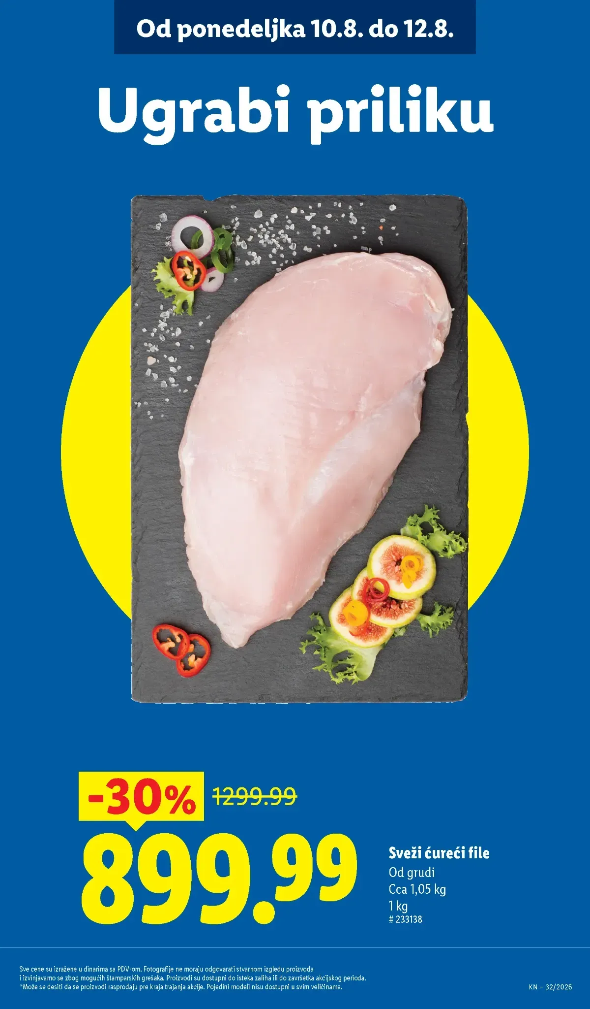 Sveži ćureći file u Lidl katalogu do 12.08.2026.