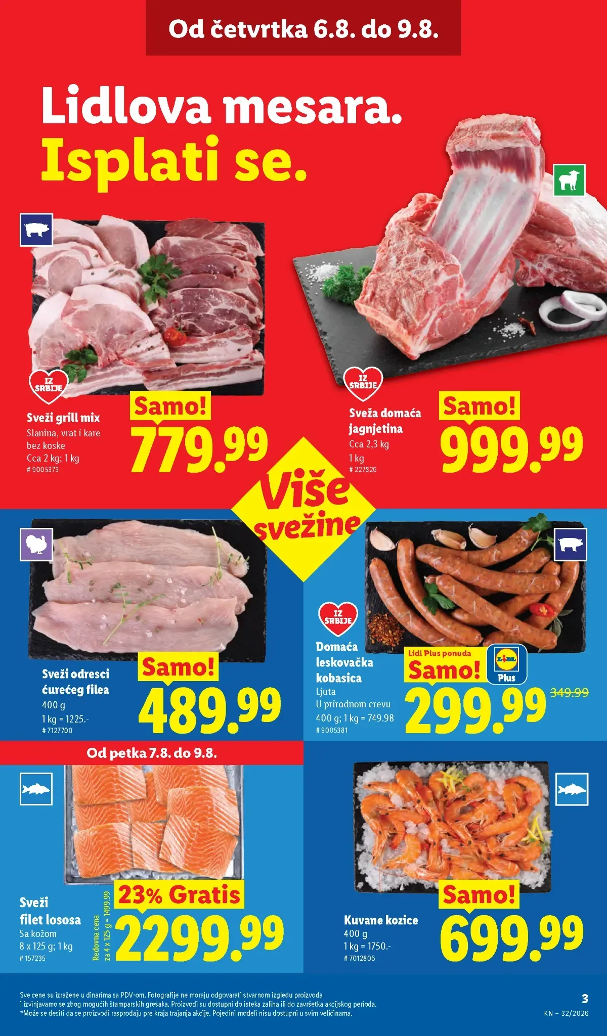 Grill mix, losos i jagnjetina u Lidl katalogu do 12.08.2026.