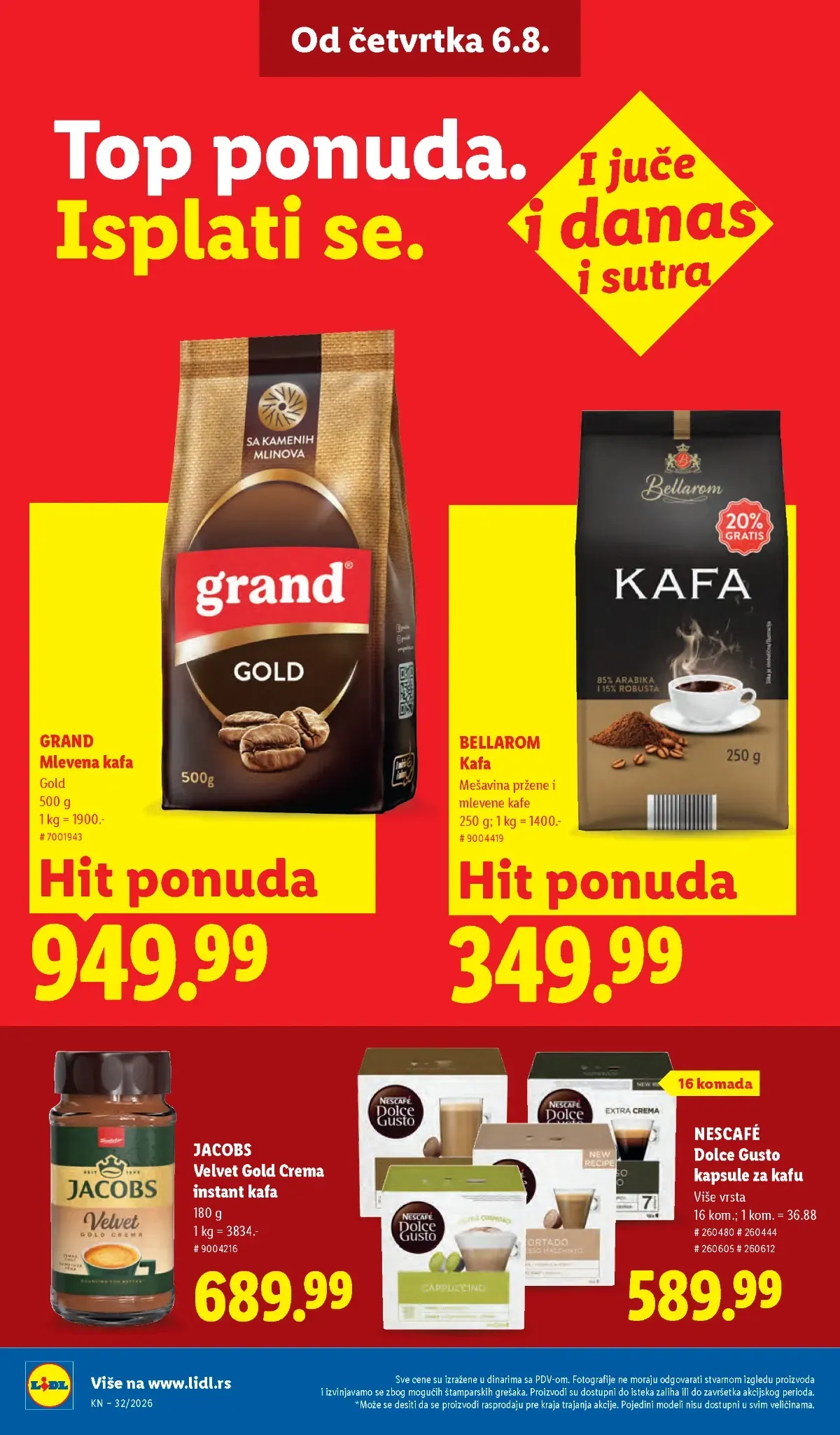Namirnice za ostavu u Lidl katalogu do 12.08.2026.