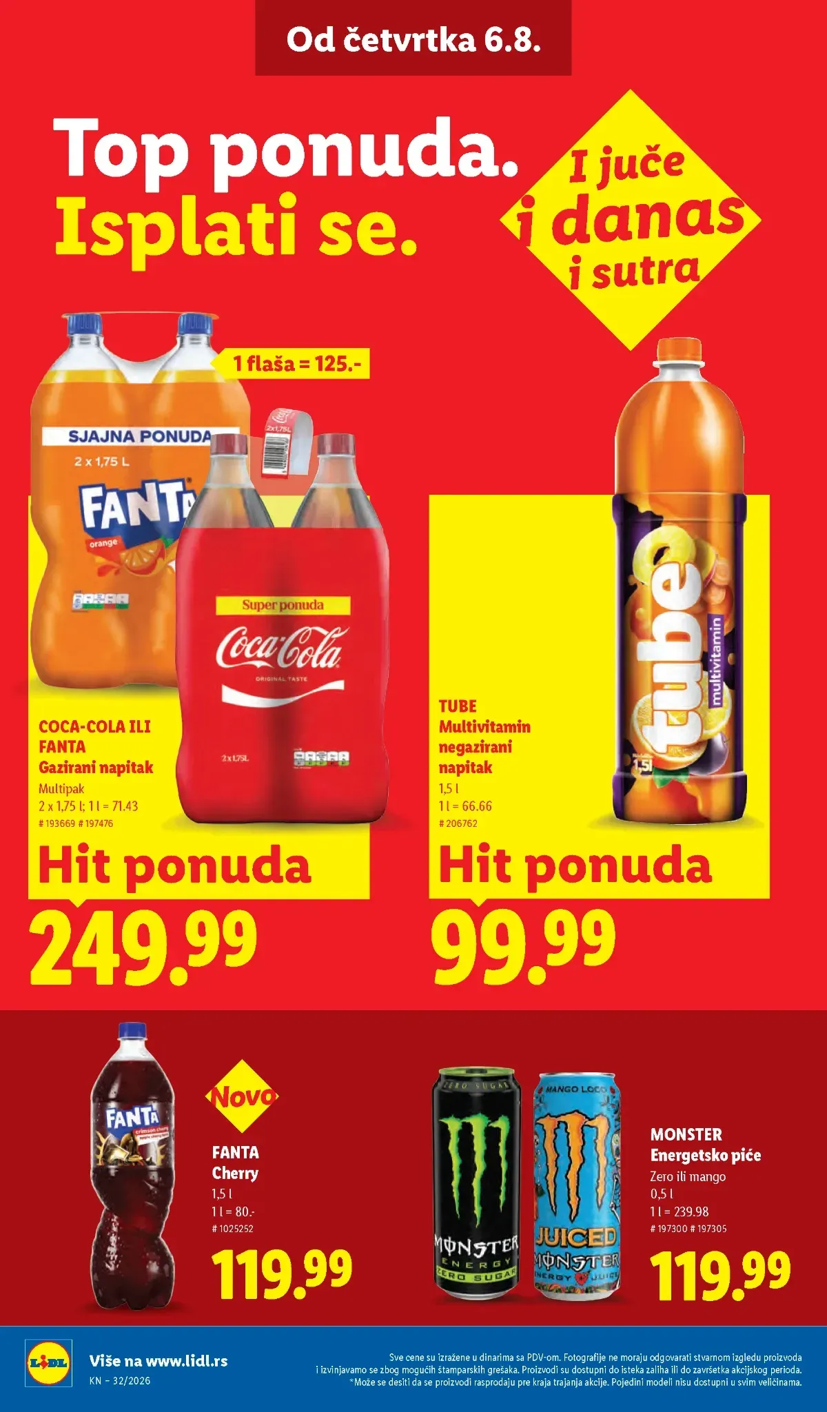 Kinder, voda i keksi u Lidl katalogu do 12.08.2026.