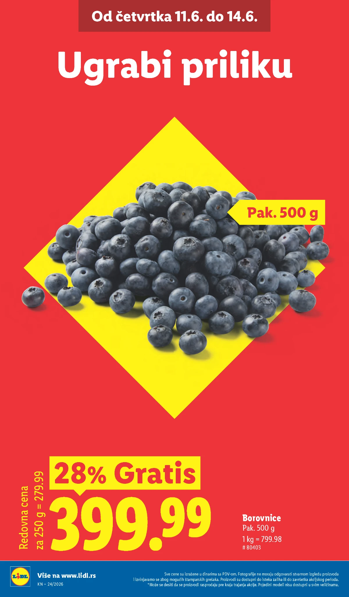 Lidl borovnice 500 g na akciji i kratkotrajne ponude voća