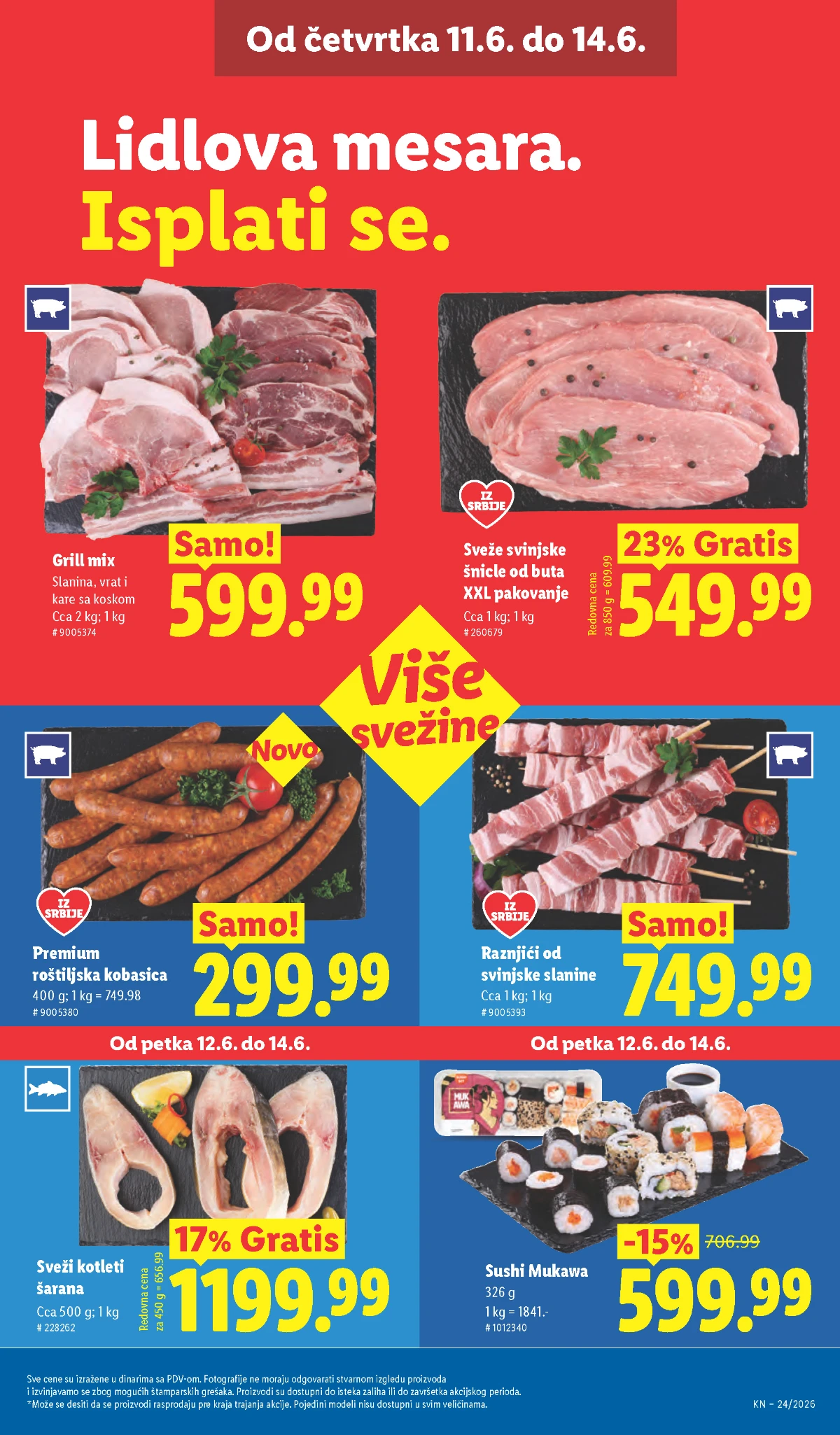 Prehrambeni proizvodi i osveženje u Lidl katalogu