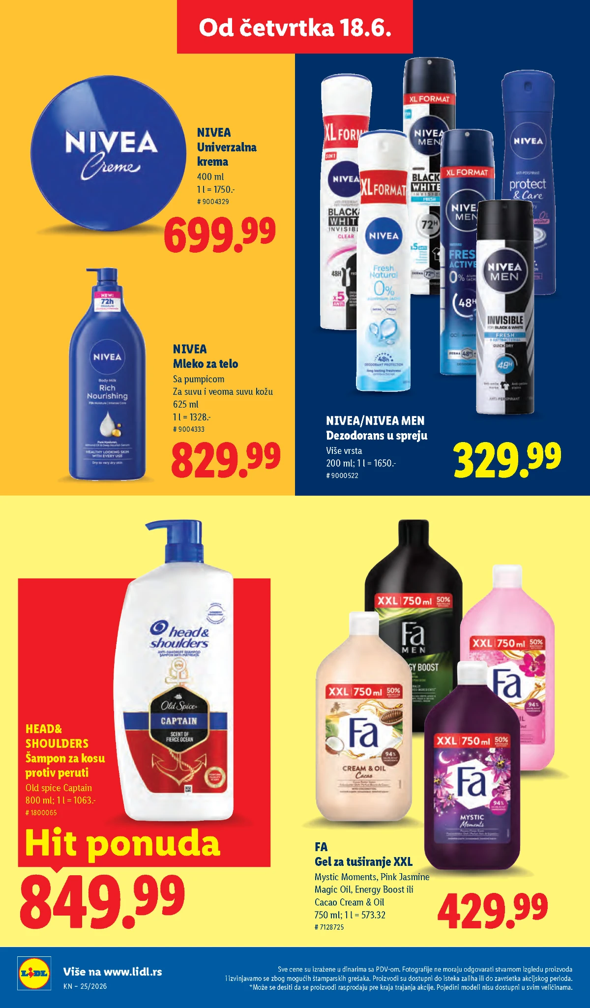 Nivea, Head and Shoulders i Fa proizvodi na akciji