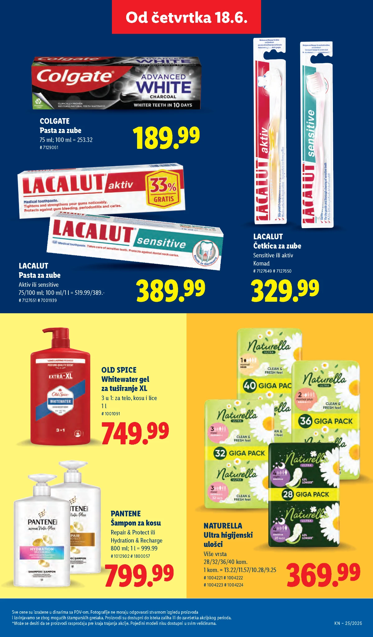 Colgate Lacalut Pantene i Naturella proizvodi na akciji