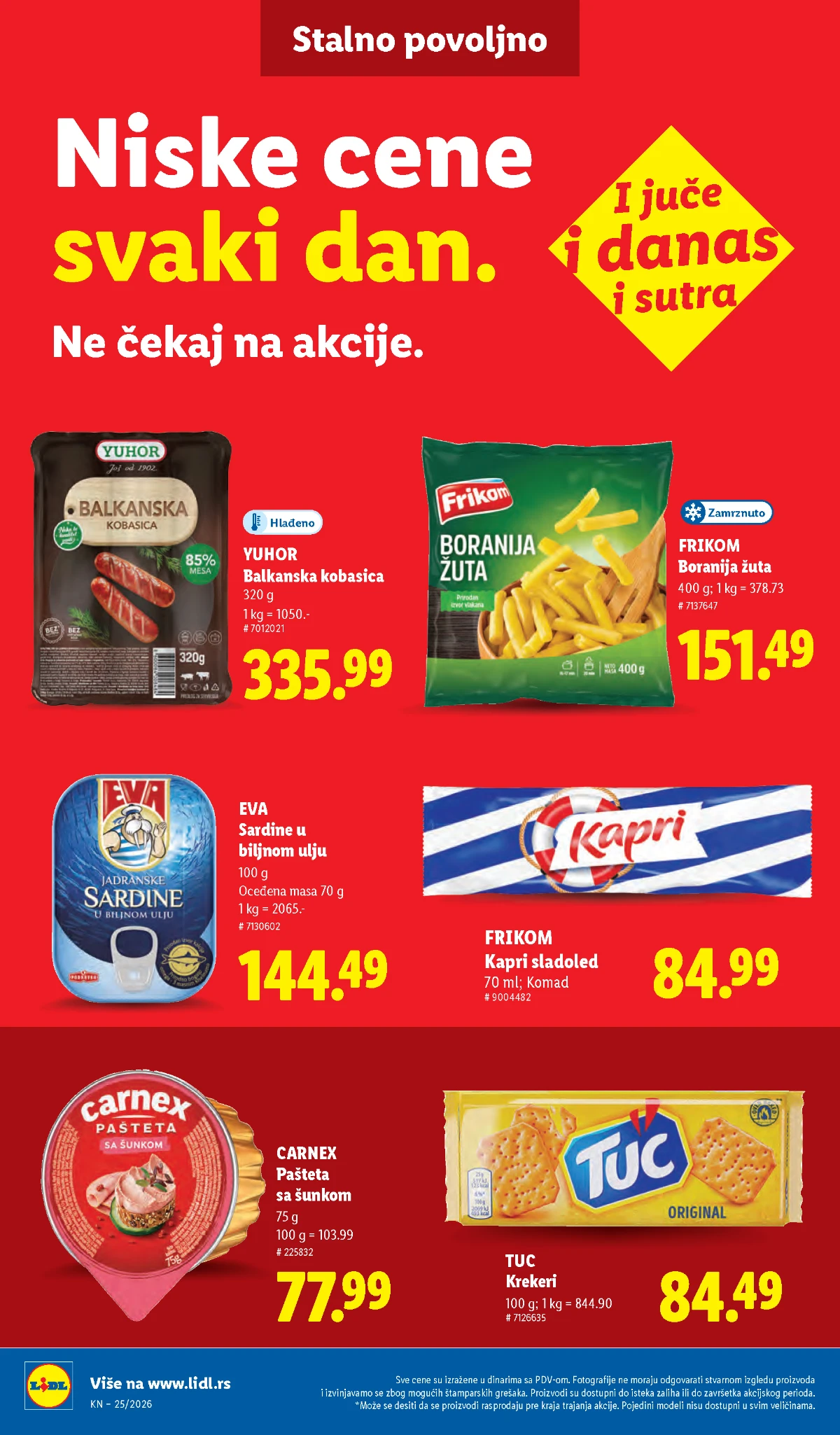 Yuhor Frikom Carnex i Tuc proizvodi po akcijskim cenama
