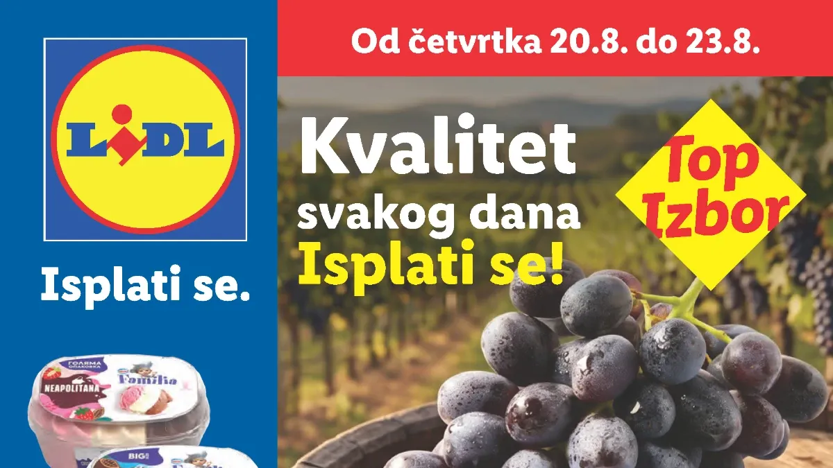 Lidl najava akcije od 20.08.2026. – nova ponuda hrane, pića, mesa, voća, sladoleda i Lidl Plus akcija