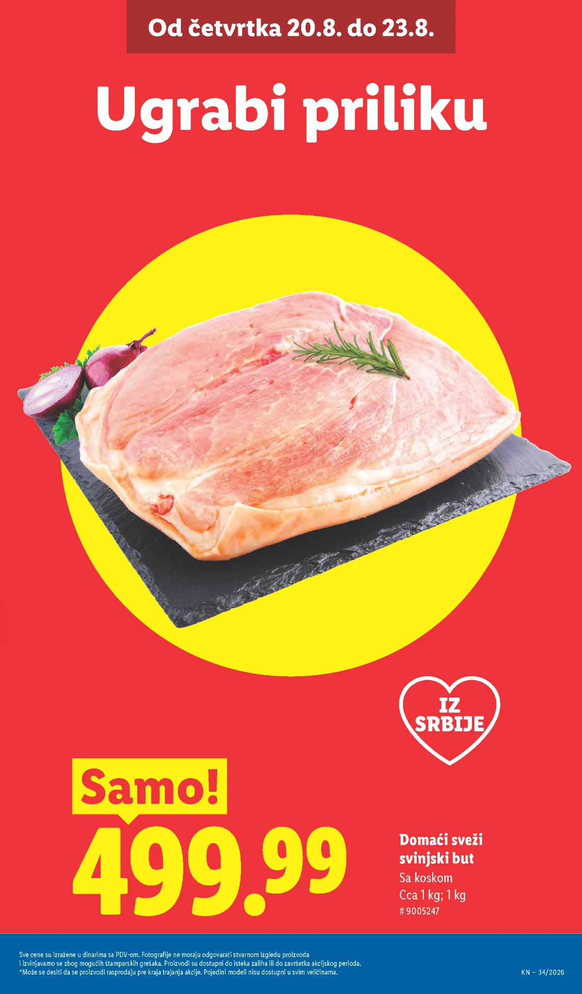 Lidl akcija od 20.08.2026. – domaći sveži svinjski but sa koskom