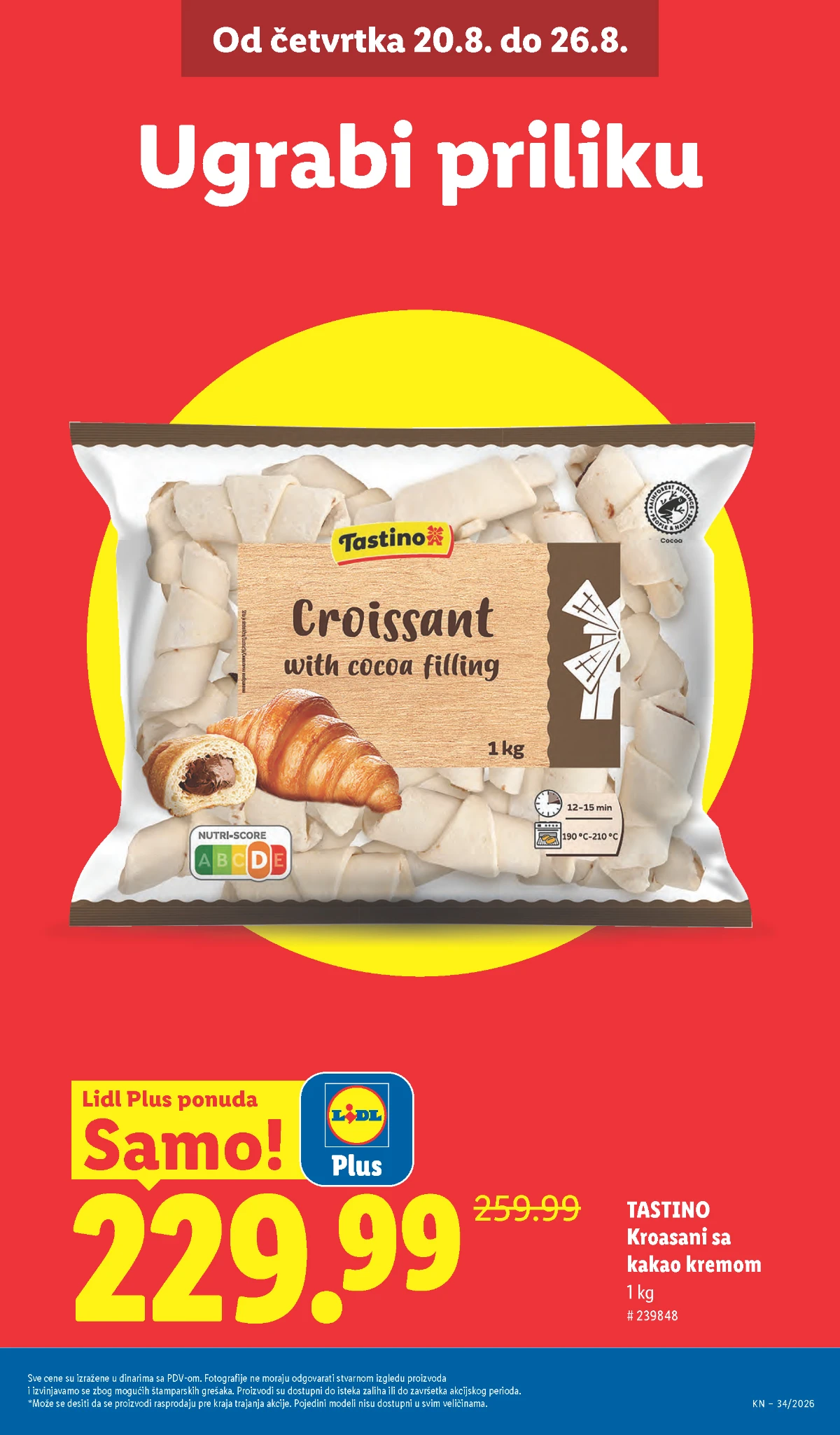 Lidl akcija od 20.08.2026. – Tastino kroasani sa kakao kremom