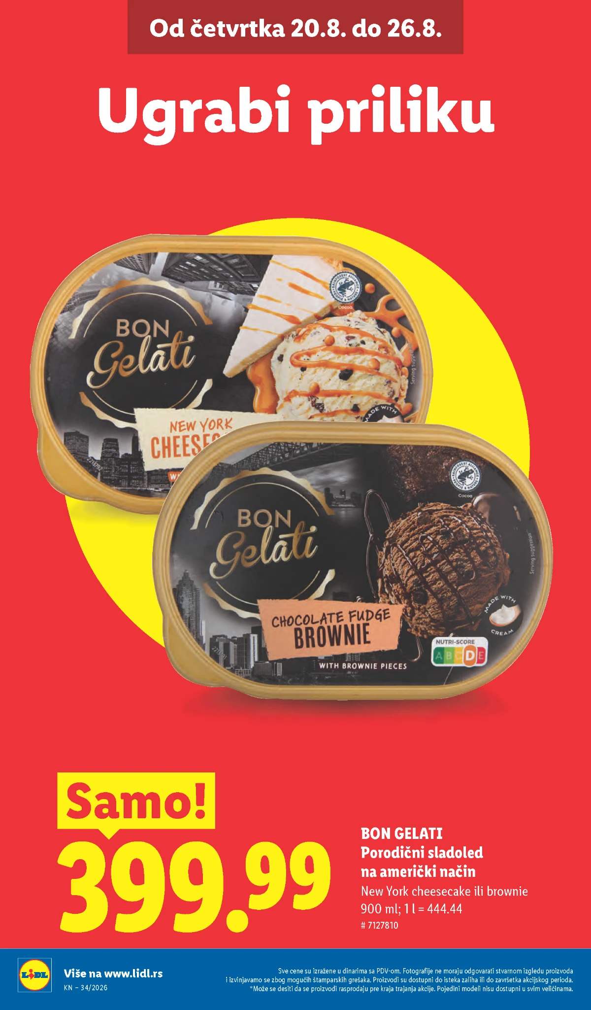 Lidl akcija od 20.08.2026. – Bon Gelati porodični sladoled