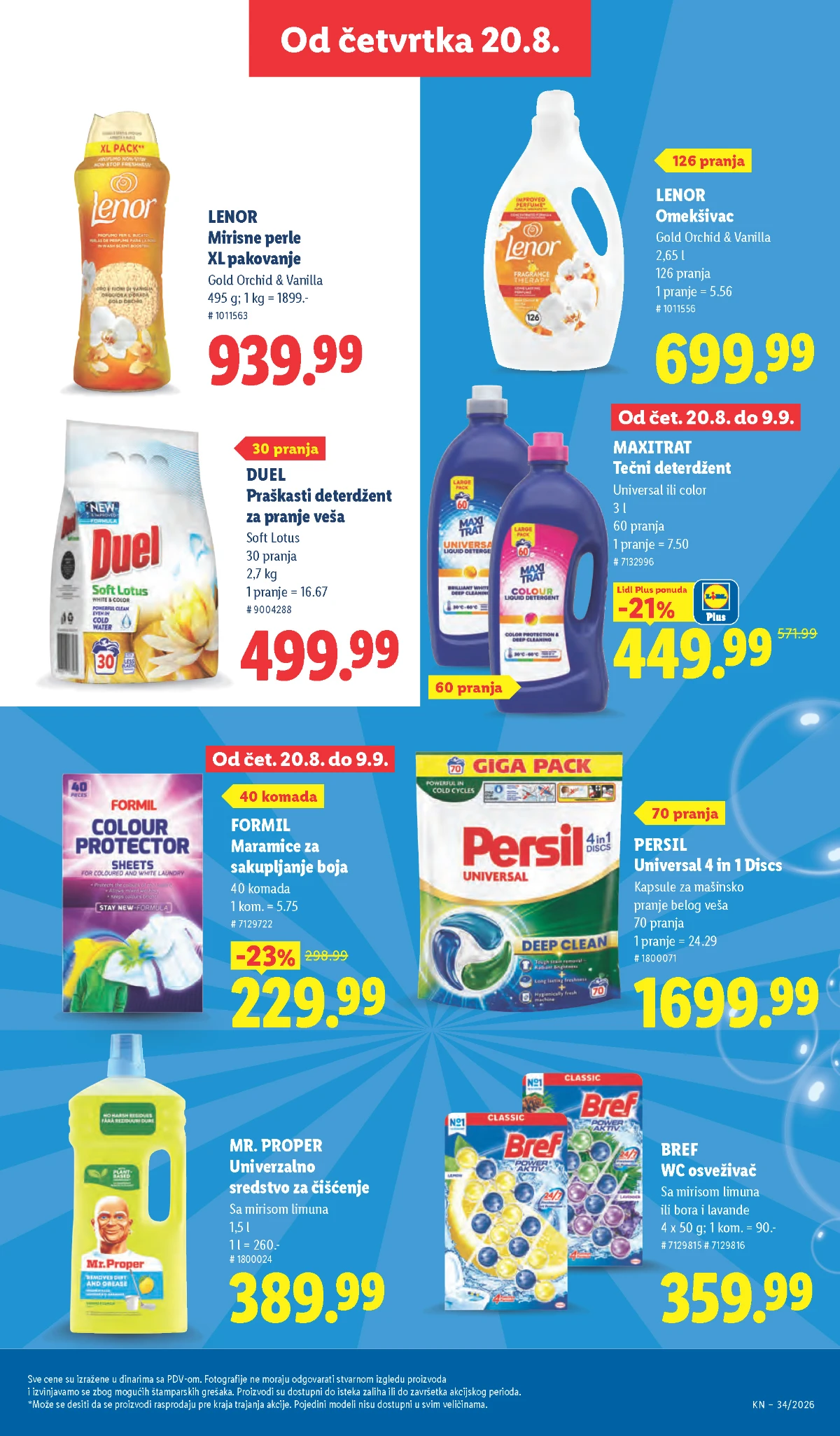 Lidl akcija od 20.08.2026. – Persil, Lenor, Duel, Maxitrat, Bref i Formil proizvodi