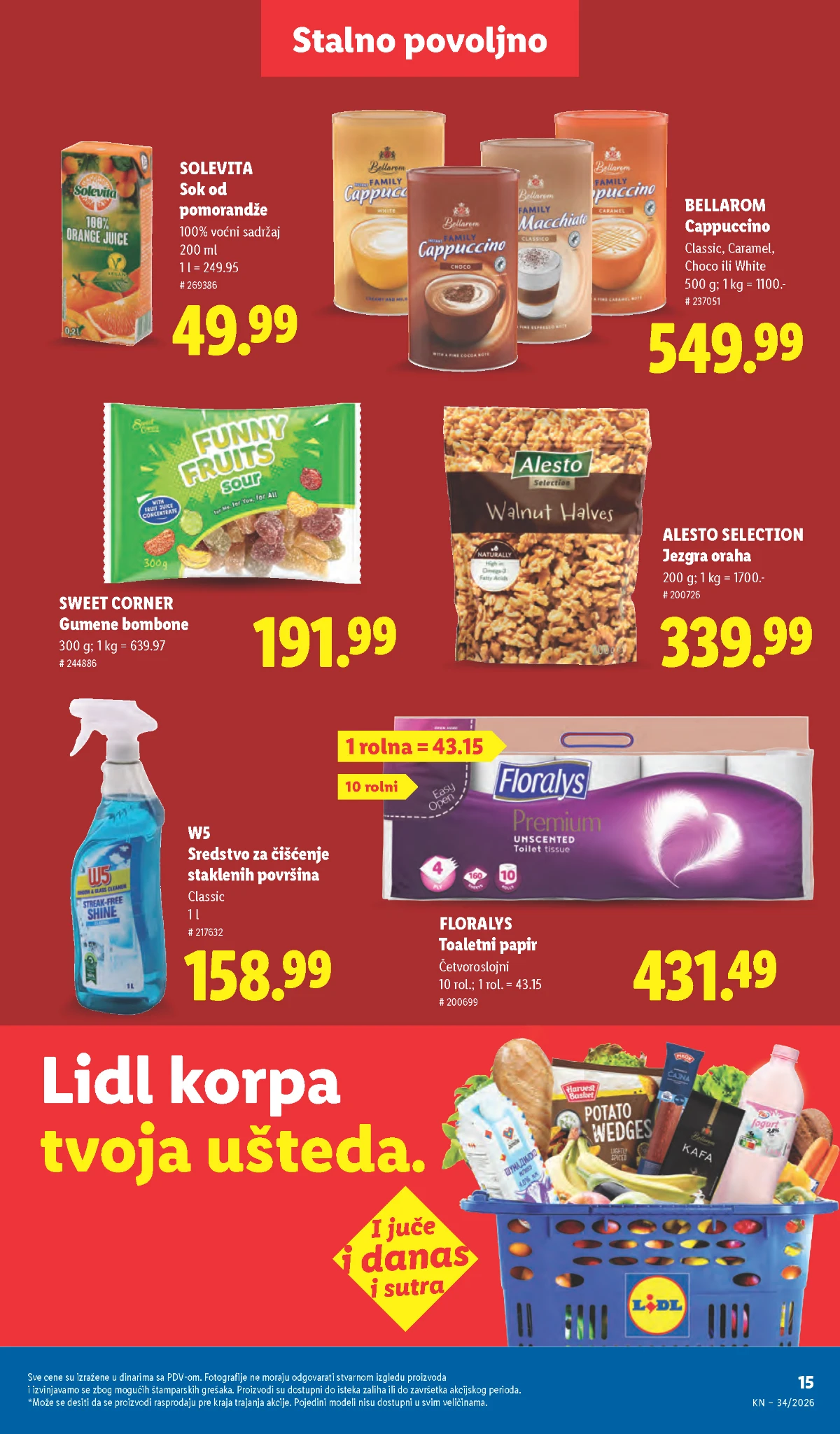 Lidl stalno povoljno – Bellarom Cappuccino, Alesto orasi, Solevita sok, Floralys toaletni papir i W5