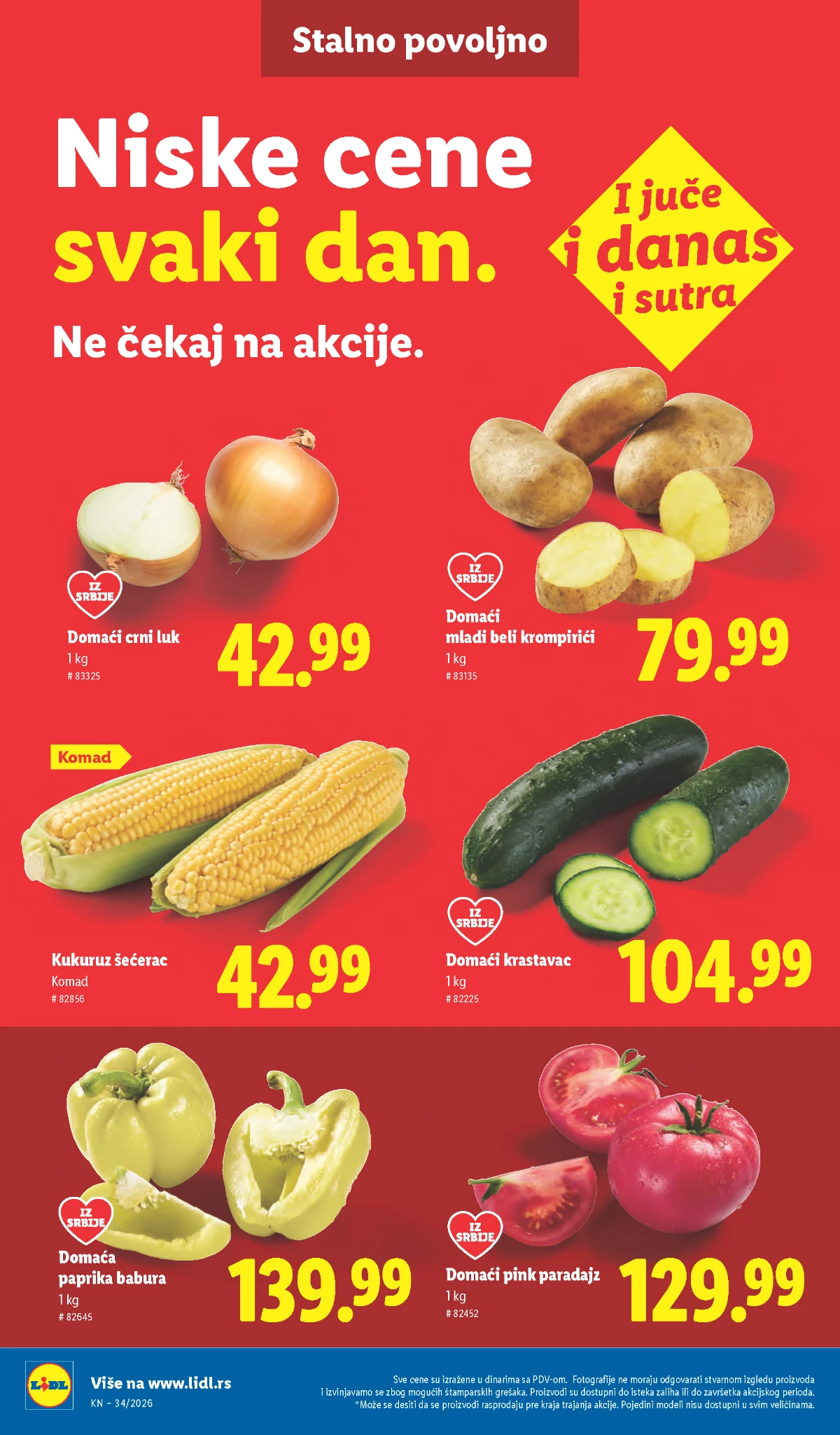 Lidl stalno povoljno – paradajz, paprika, krastavac, crni luk, krompir i kukuruz šećerac