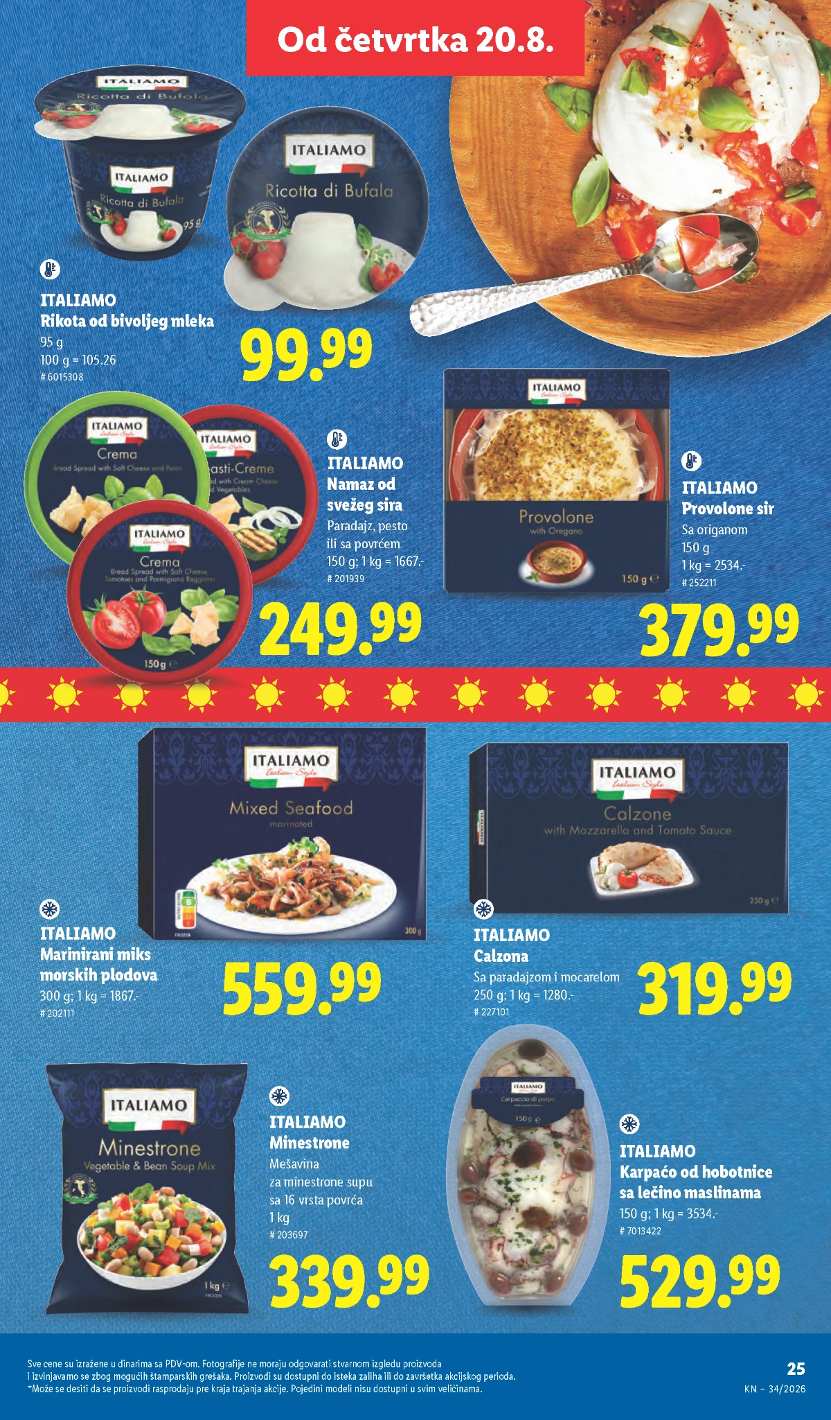 Lidl Italiamo ponuda od 20.08.2026. – Provolone, Calzona, Minestrone, morski plodovi i karpaćo od hobotnice