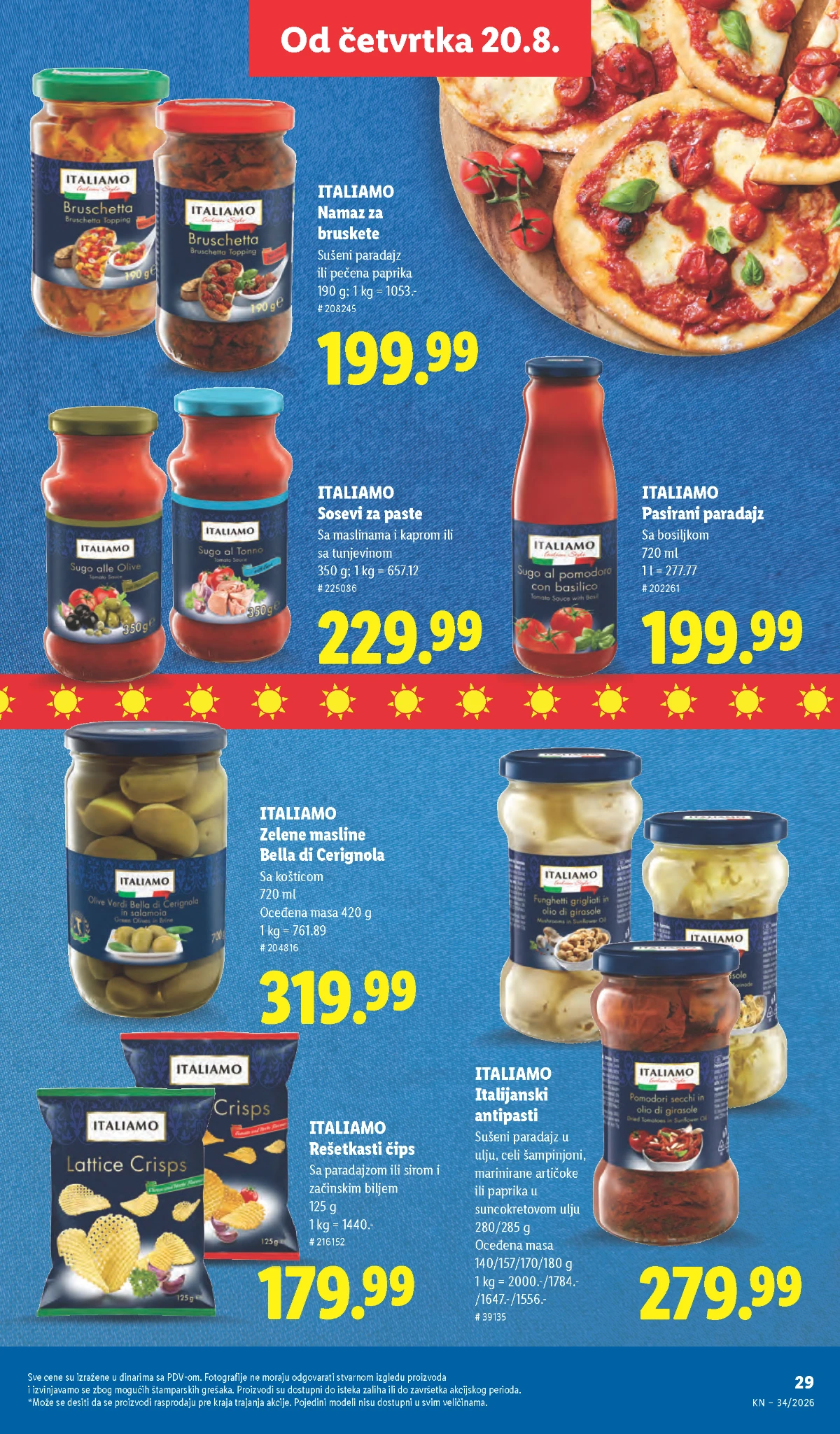 Lidl Italiamo ponuda od 20.08.2026. – masline, antipasti, sosovi za pastu, bruskete i čips