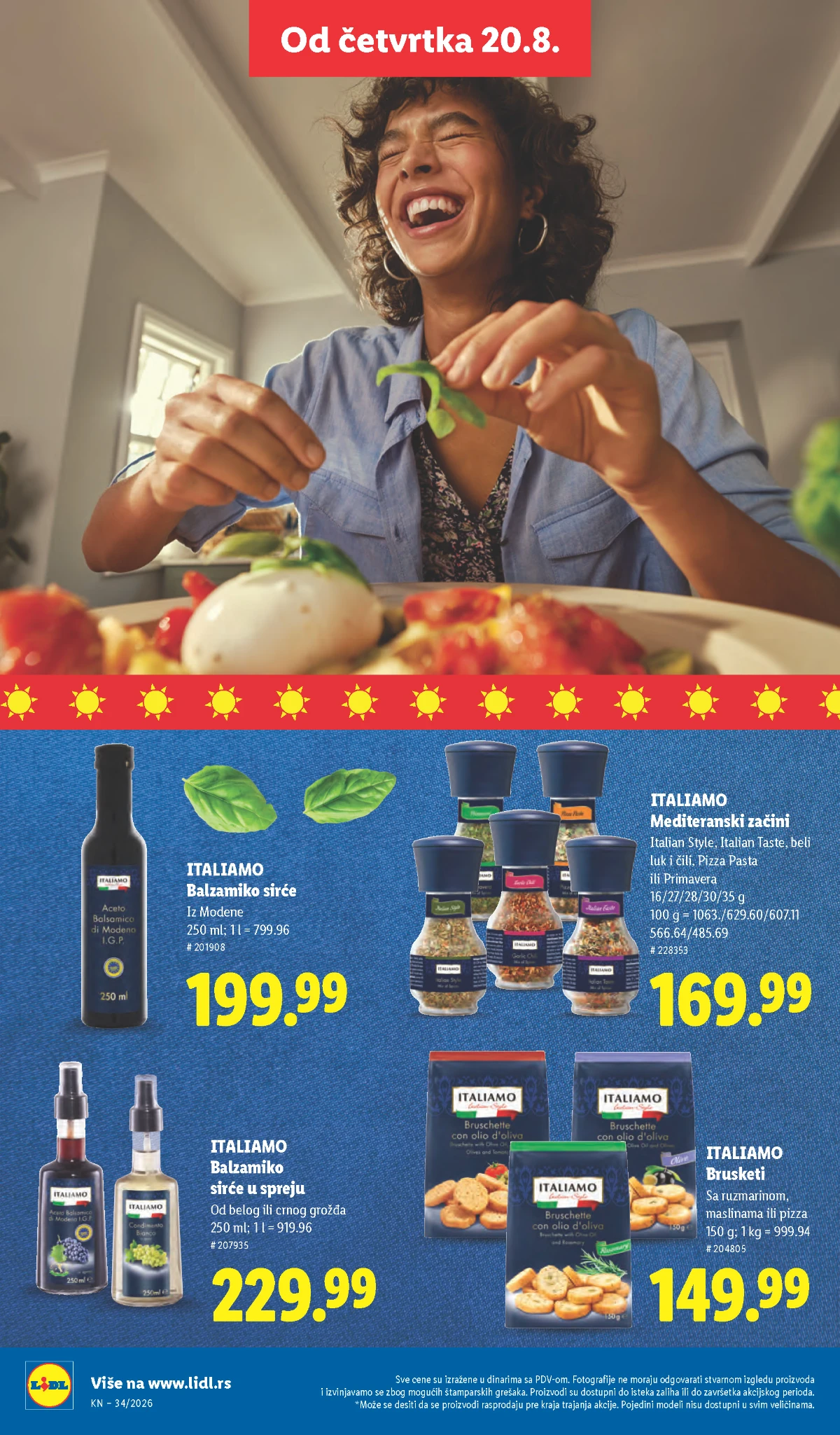 Lidl Italiamo ponuda od 20.08.2026. – mediteranski začini, brusketi i balzamiko sirće iz Modene