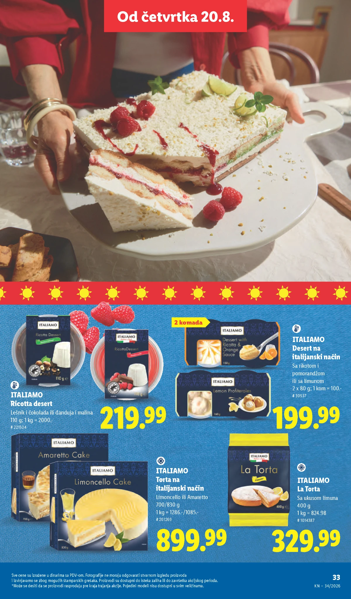 Lidl Italiamo ponuda od 20.08.2026. – italijanske torte, Ricotta desert i desert sa rikotom