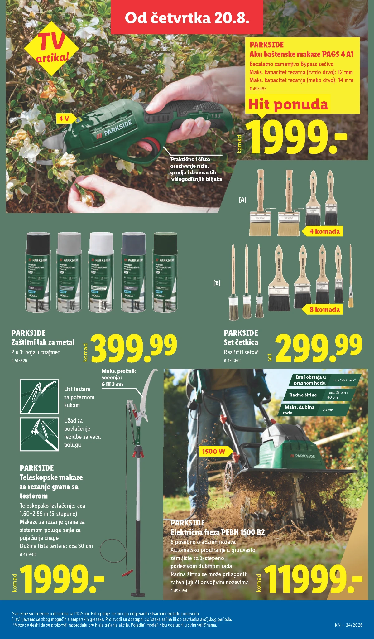 Lidl Parkside od 20.08.2026. – električna freza, teleskopske makaze, aku baštenske makaze i zaštitni lak
