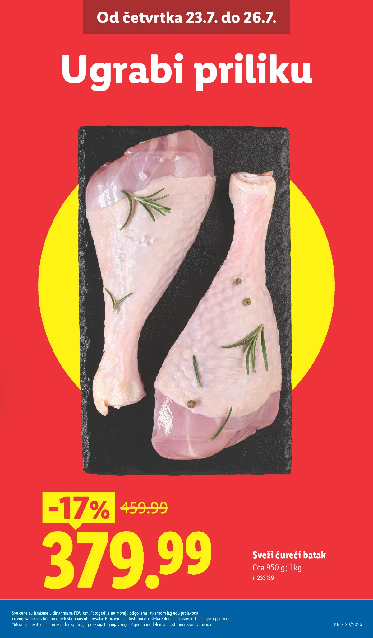 Lidl katalog – domaći sveži svinjski vrat 500 g po Lidl Plus ceni od 369,99 dinara