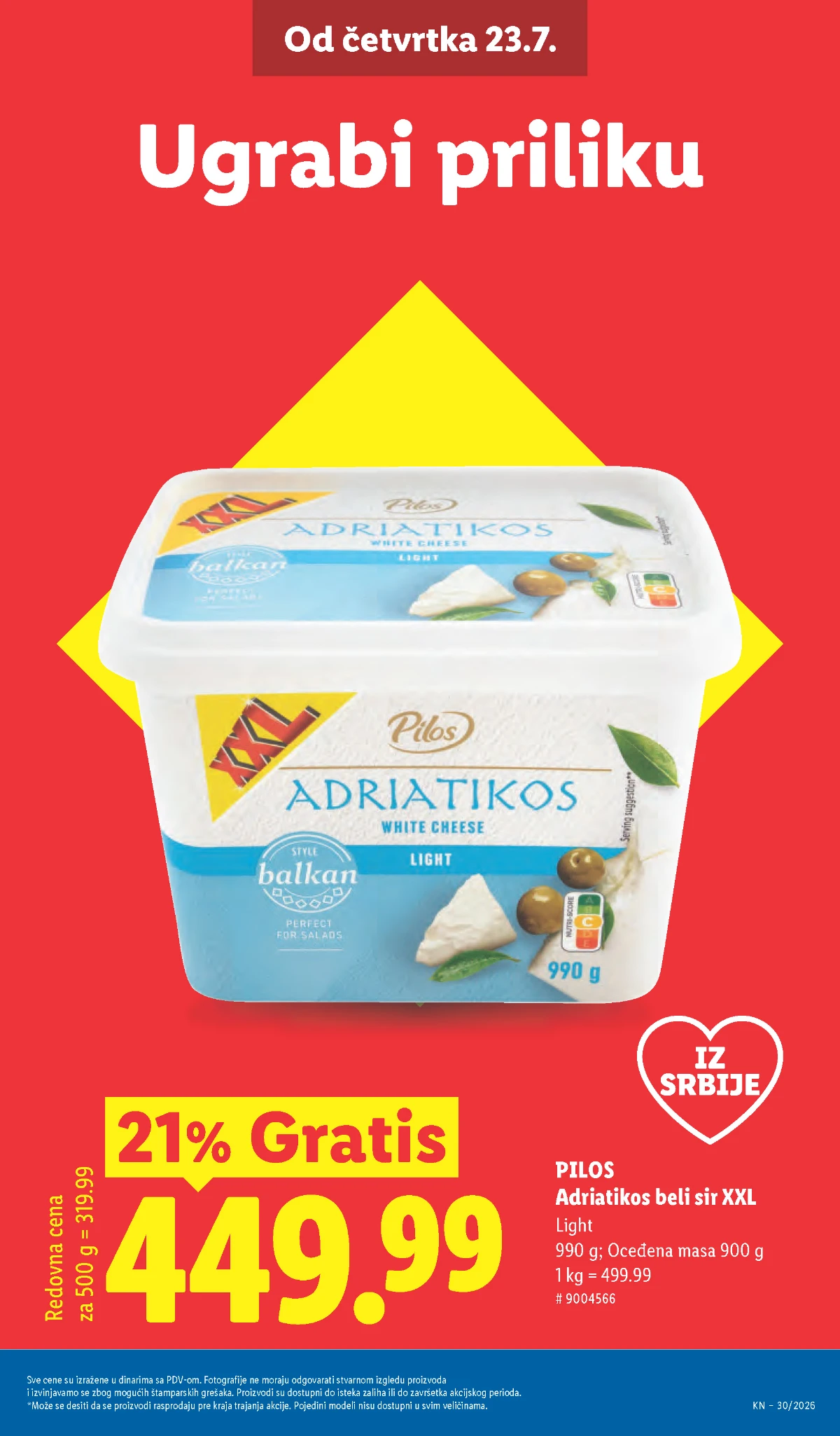 Lidl katalog – Pilos Gauda sir 250 g po Lidl Plus ceni od 219,99 dinara