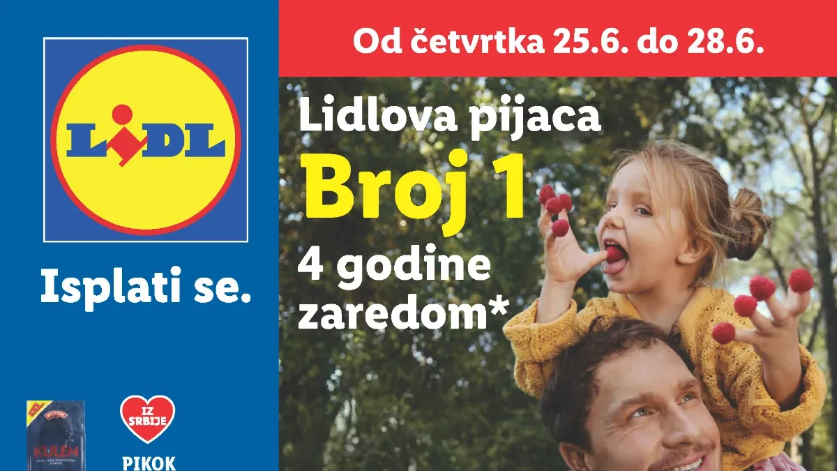 Lidl katalog do 01.07.2026 – Lidlova pijaca, Lidl Plus ponude i popusti na prehranu, voće, povrće i svakodnevne proizvode