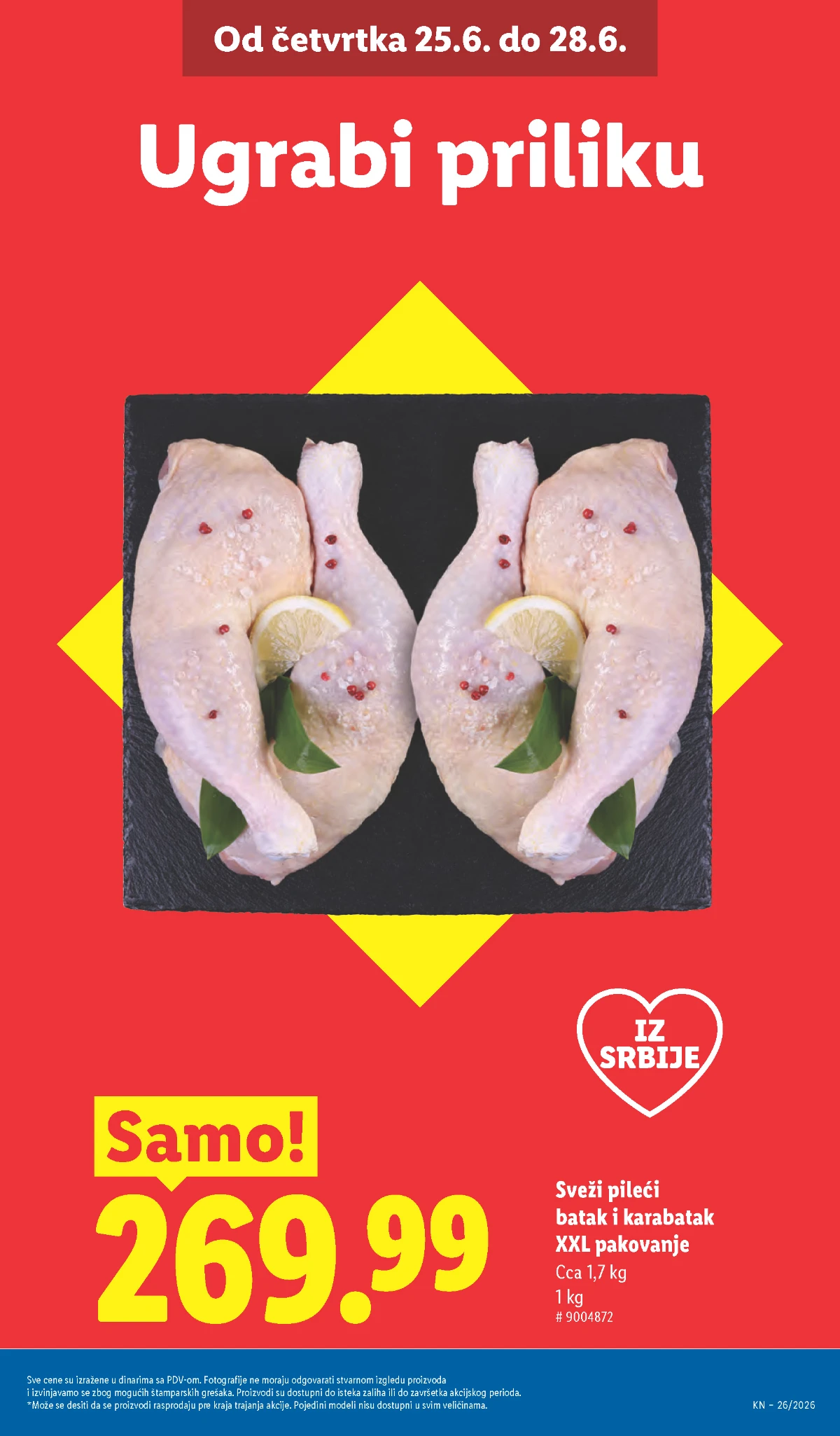 Lidl mesara akcija na pileće meso Sveži pileći batak i karabatak XXL pakovanje na akciji u Lidl katalogu