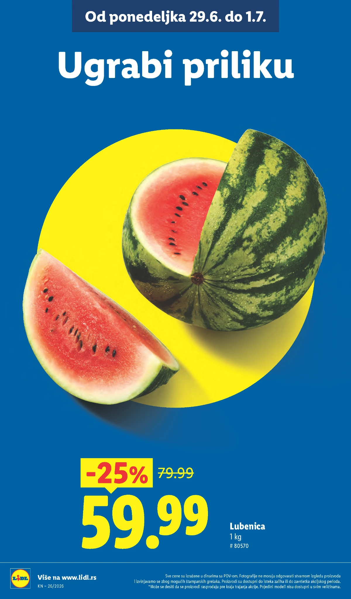 Lidlova pijaca i akcija na voće i povrće Lubenica i sezonsko voće na akciji u Lidl katalogu