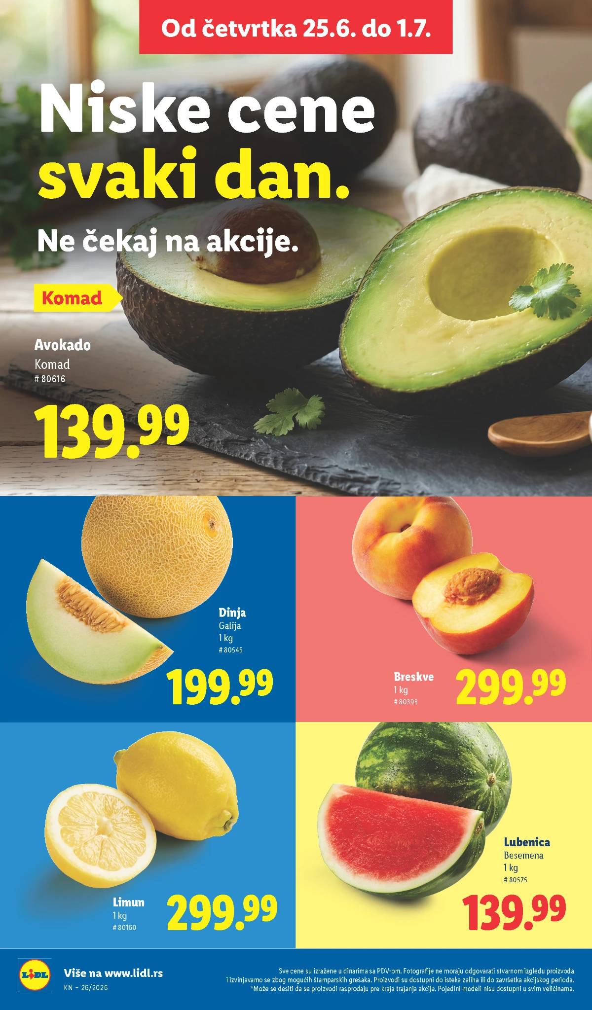 Lidl niske cene svakog dana Svakodnevno niske cene na voće i povrće u Lidl marketima