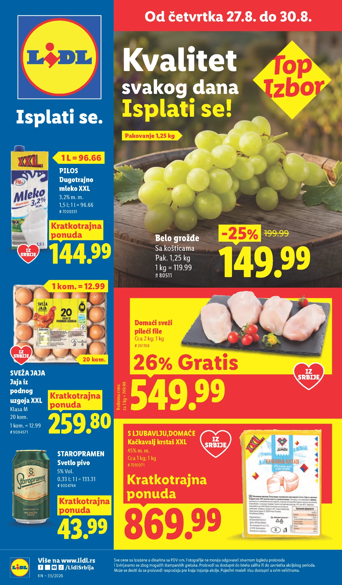 Lidlova aktuelna akcija do 02.09.2026. – katalog hrane, mesa, voća, pića, Lidl Plus pogodnosti i Parkside alata
