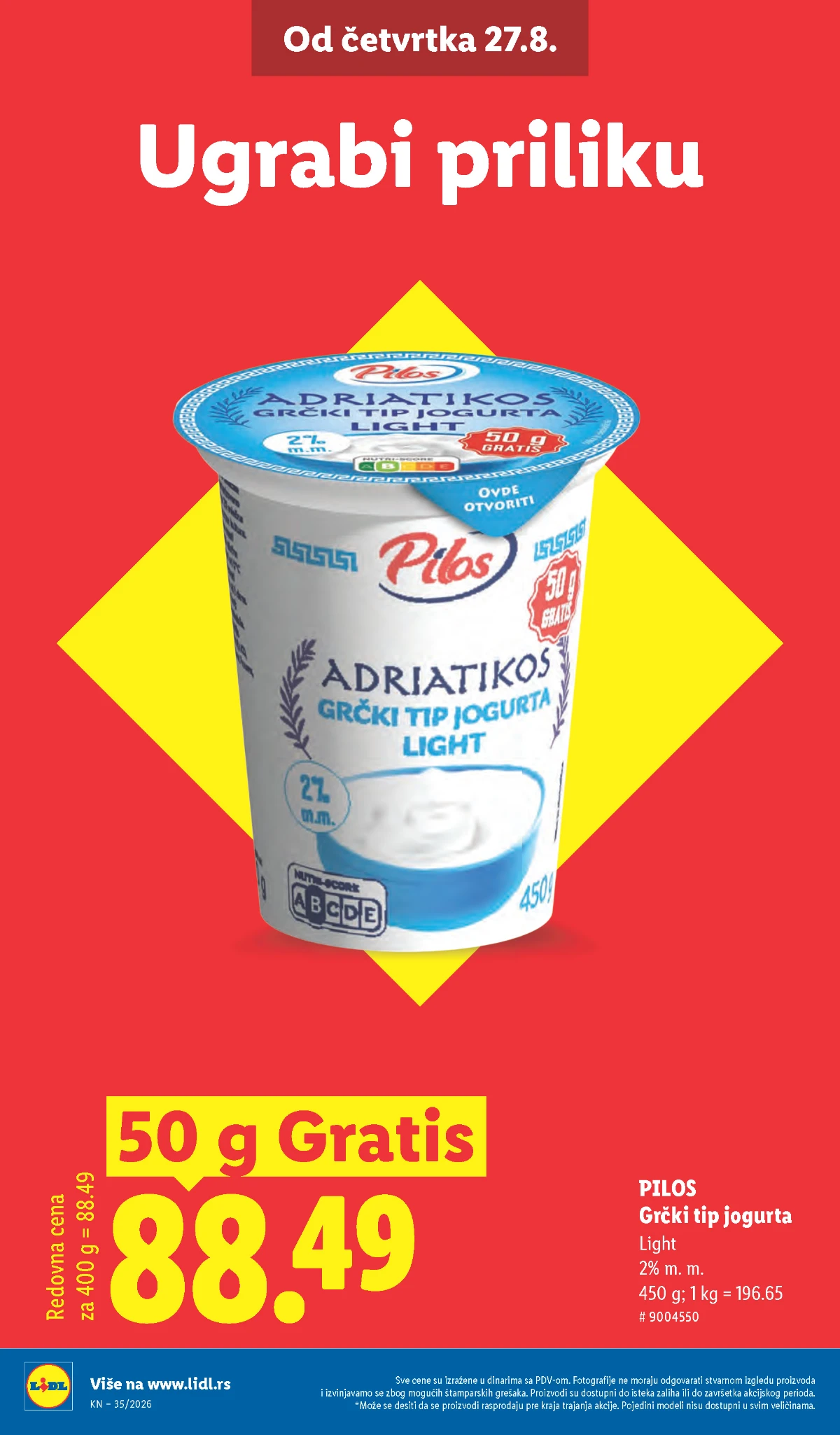 Lidl katalog strana 6 – Pilos grčki tip jogurta Light 450 g uz 50 g gratis