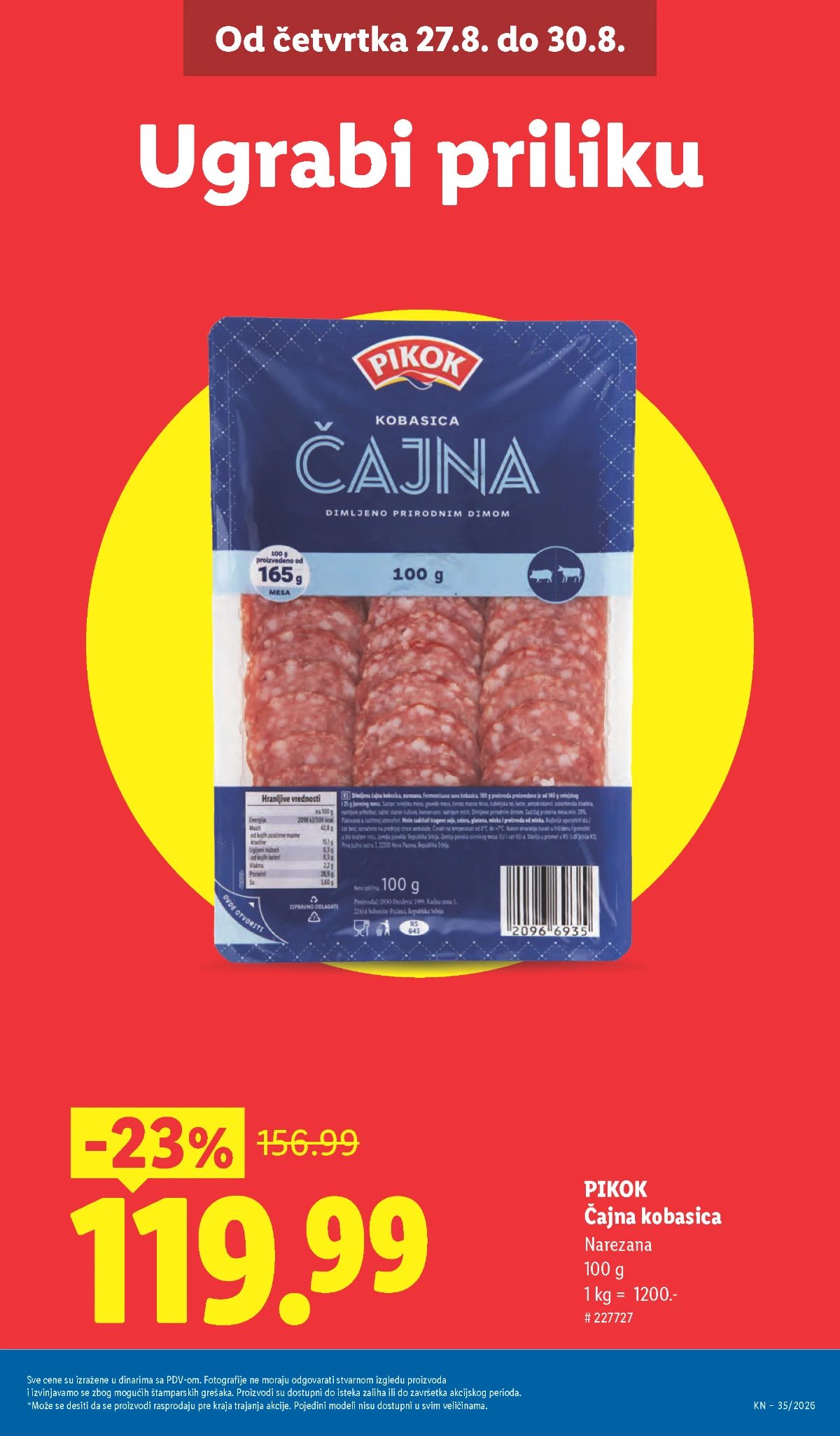 Lidl katalog strana 7 – Pikok narezana čajna kobasica 100 g uz popust od 23%