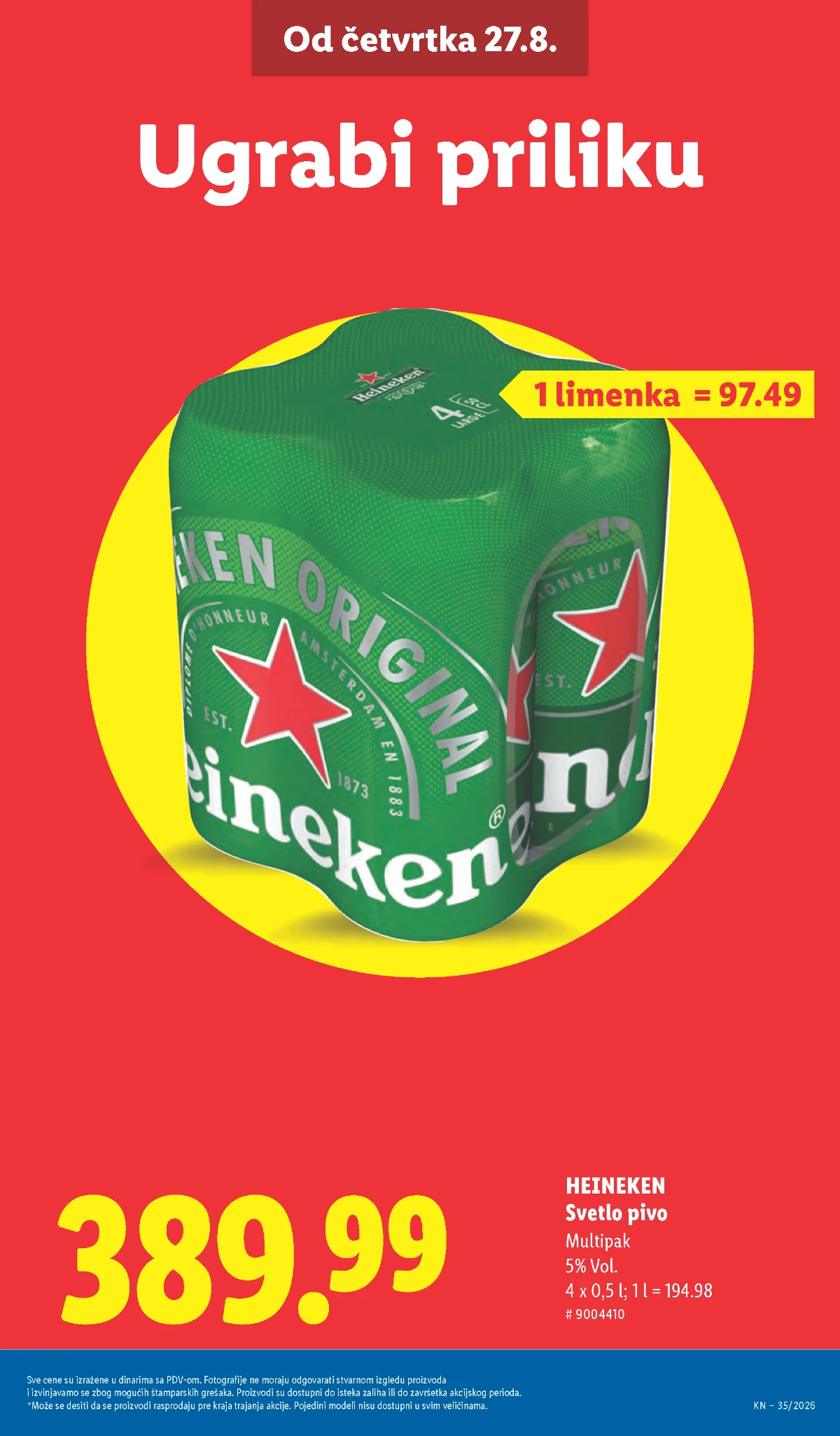 Lidl katalog strana 13 – Heineken svetlo pivo 4 puta 0,5 l
