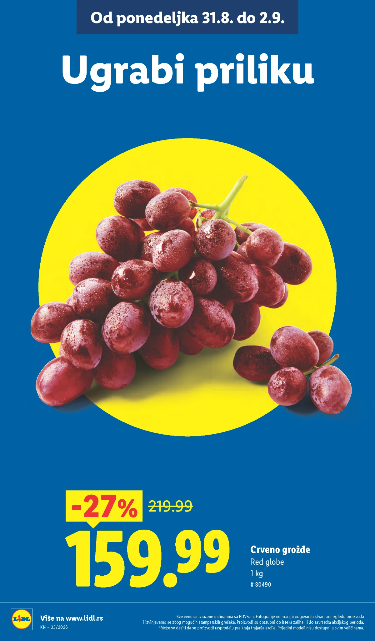 Lidl katalog strana 16 – crveno grožđe Red Globe uz popust od 27%