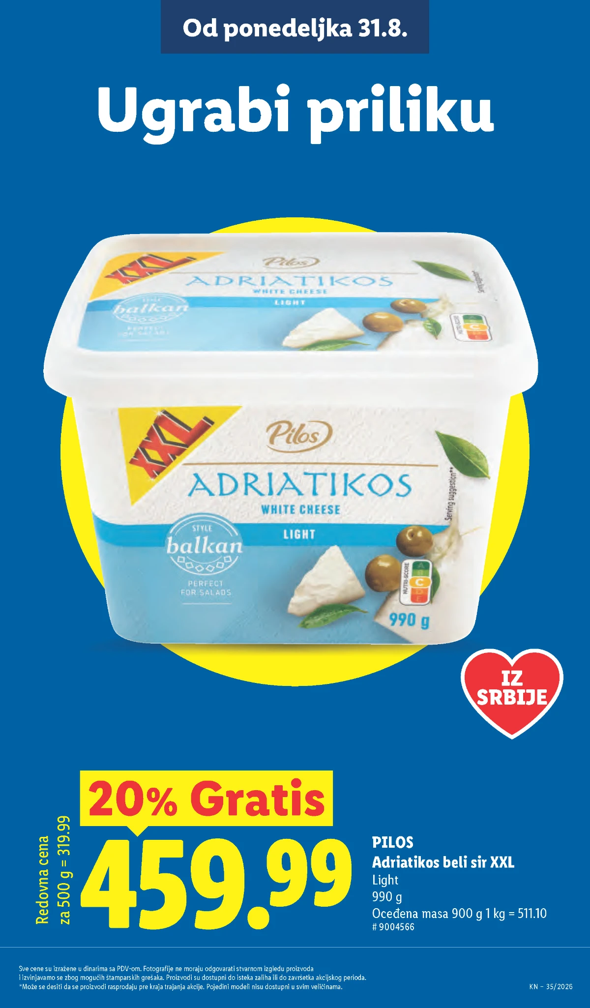 Lidl katalog strana 19 – Pilos Adriatikos beli sir XXL 900 g