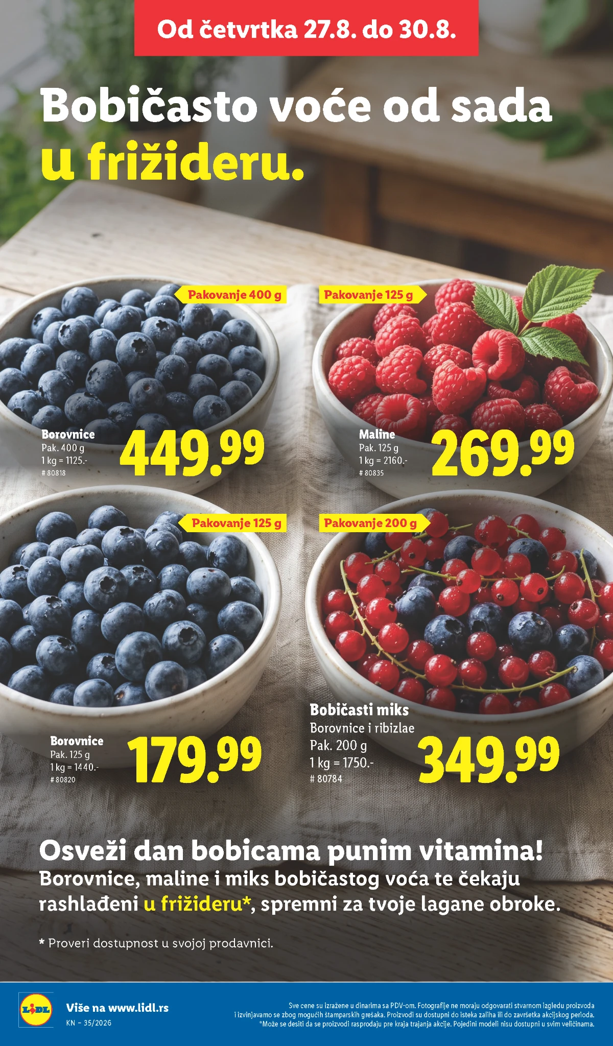 Lidl katalog strana 22 – rashlađene borovnice, maline i bobičasti miks