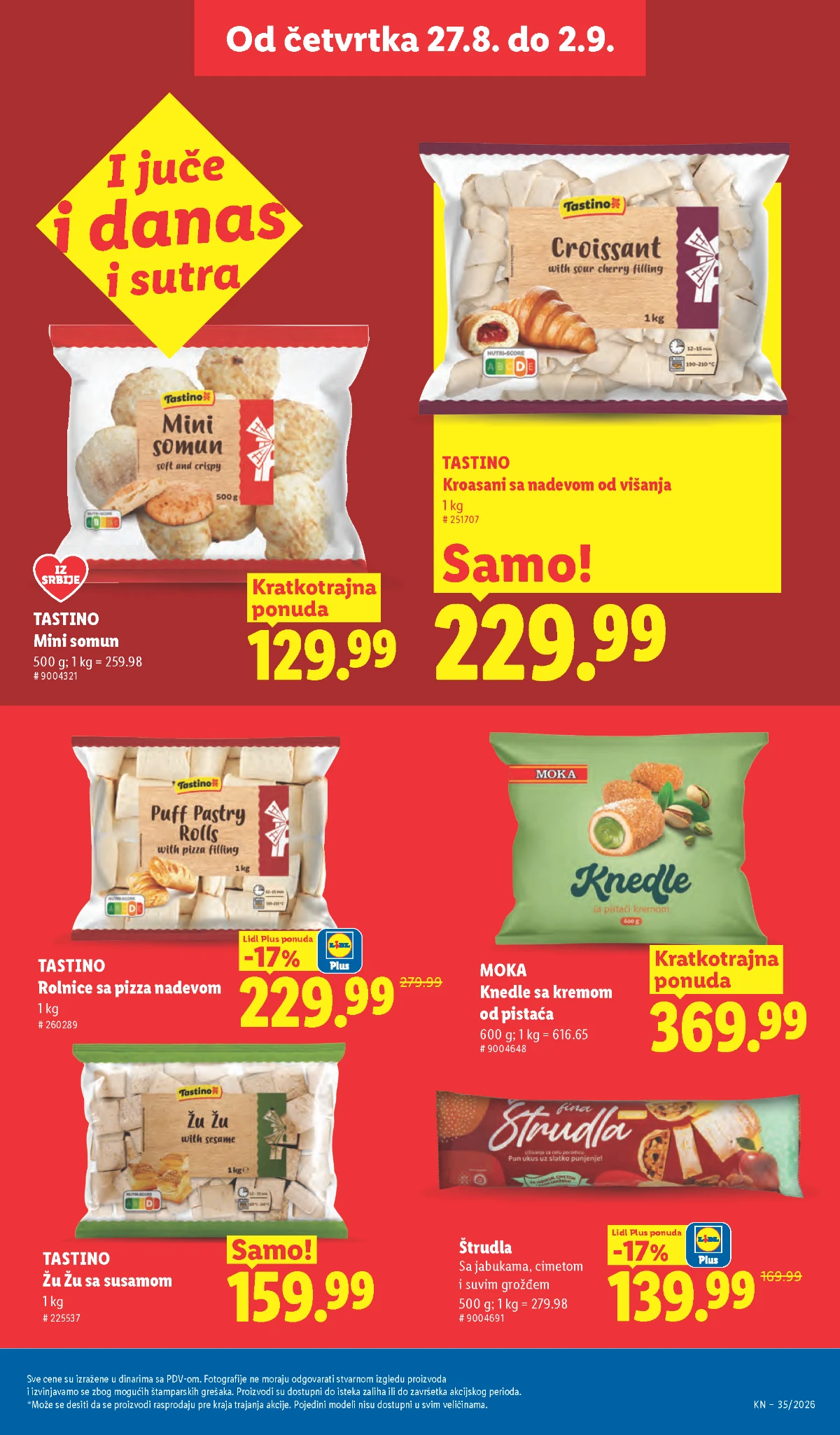 Lidl katalog strana 31 – Tastino Žu Žu, kroasani, rolnice i mini somun