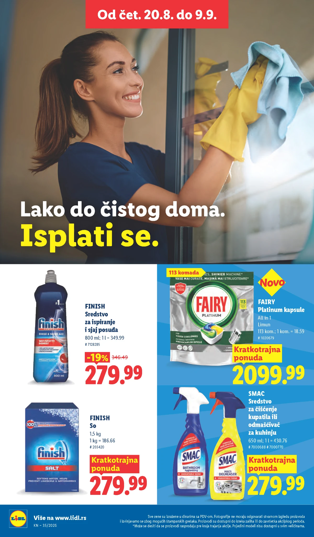 Lidl katalog strana 38 – Fairy kapsule, Finish so i Smac sredstva za čišćenje