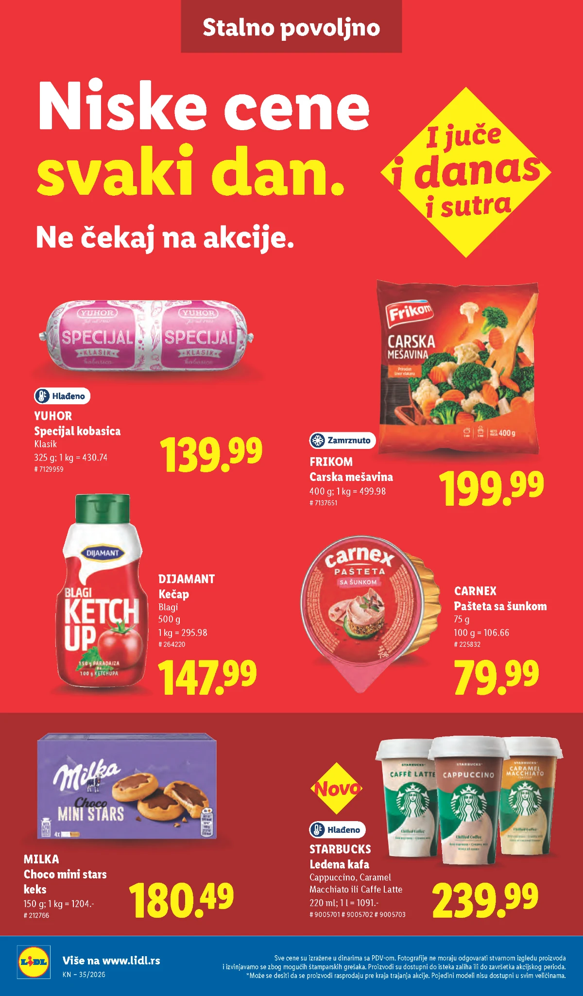 Lidl katalog strana 42 – Milka keks, Starbucks ledena kafa i Yuhor kobasica