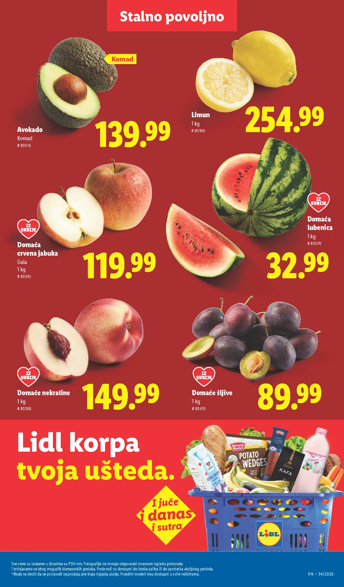 Lidl katalog strana 45 – šljive, lubenica, nektarine, jabuke i avokado
