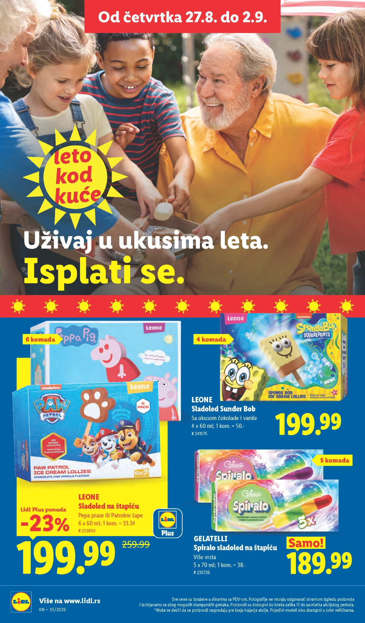 Lidl katalog strana 46 – sladoledi Patrolne šape, Pepa Prase i Sunđer Bob