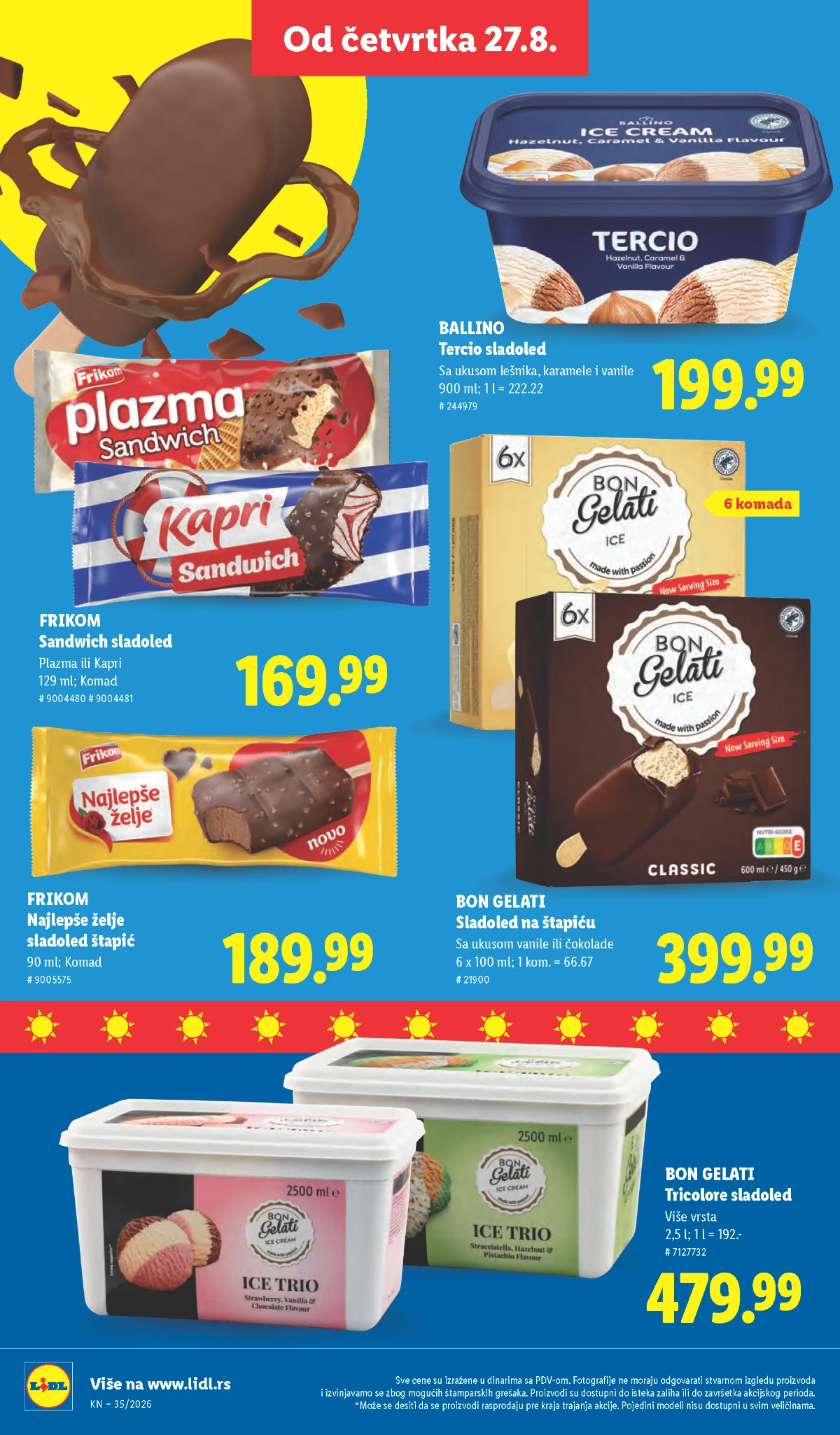 Lidl katalog strana 48 – Bon Gelati Tricolore, Frikom Sandwich i Ballino Tercio