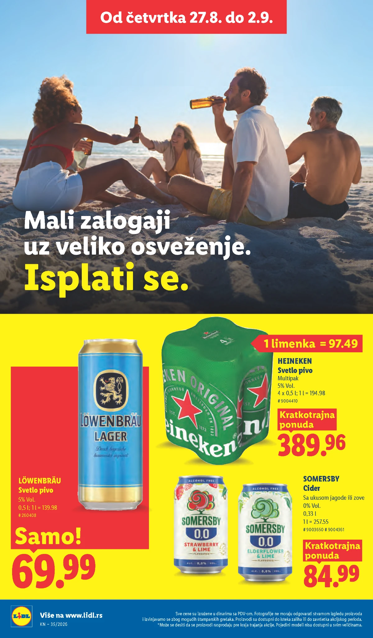 Lidl katalog strana 50 – Lowenbrau, Heineken i Somersby ponuda pića