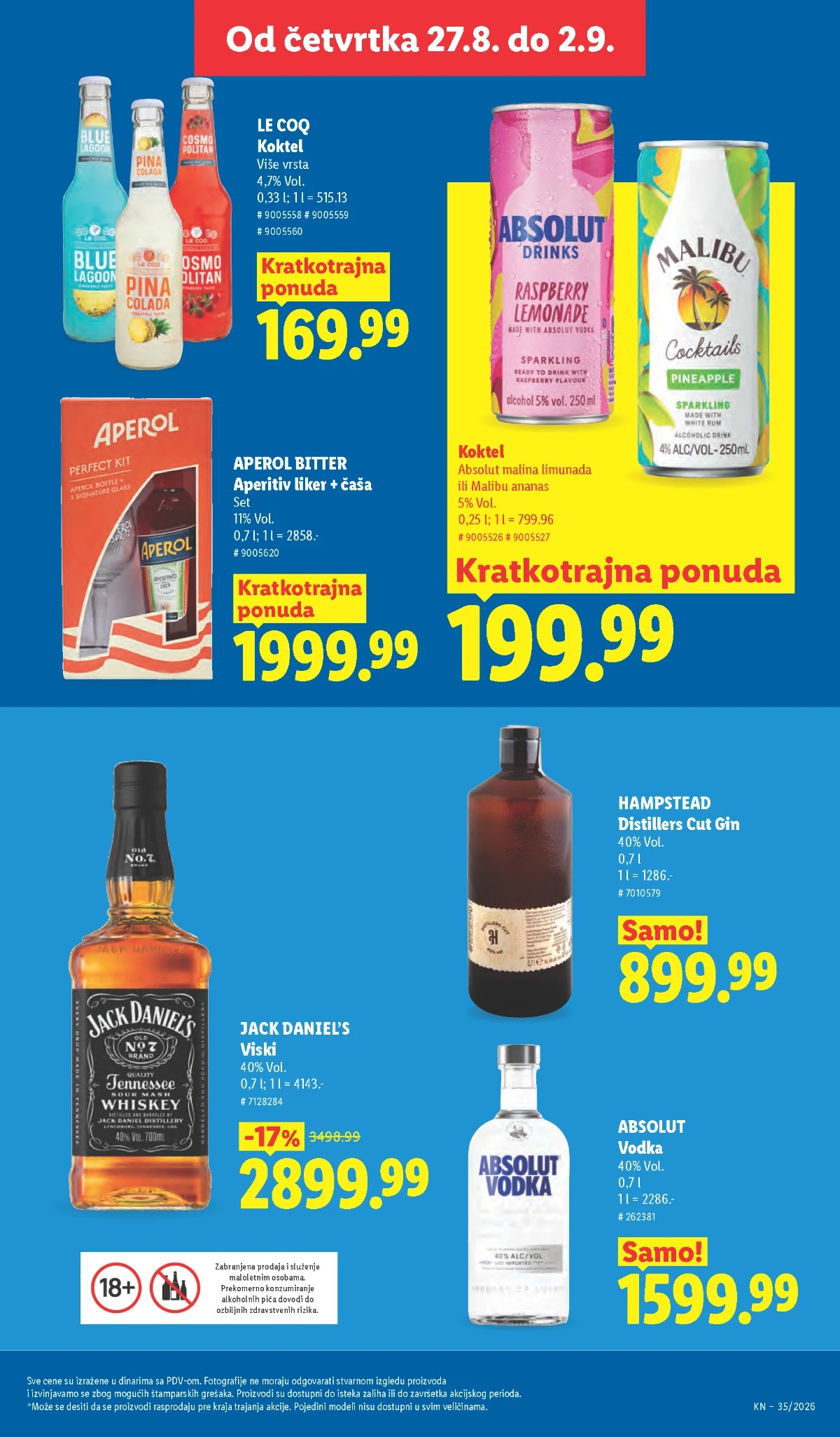 Lidl katalog strana 53 – Jack Daniels, Absolut, Hampstead i Aperol