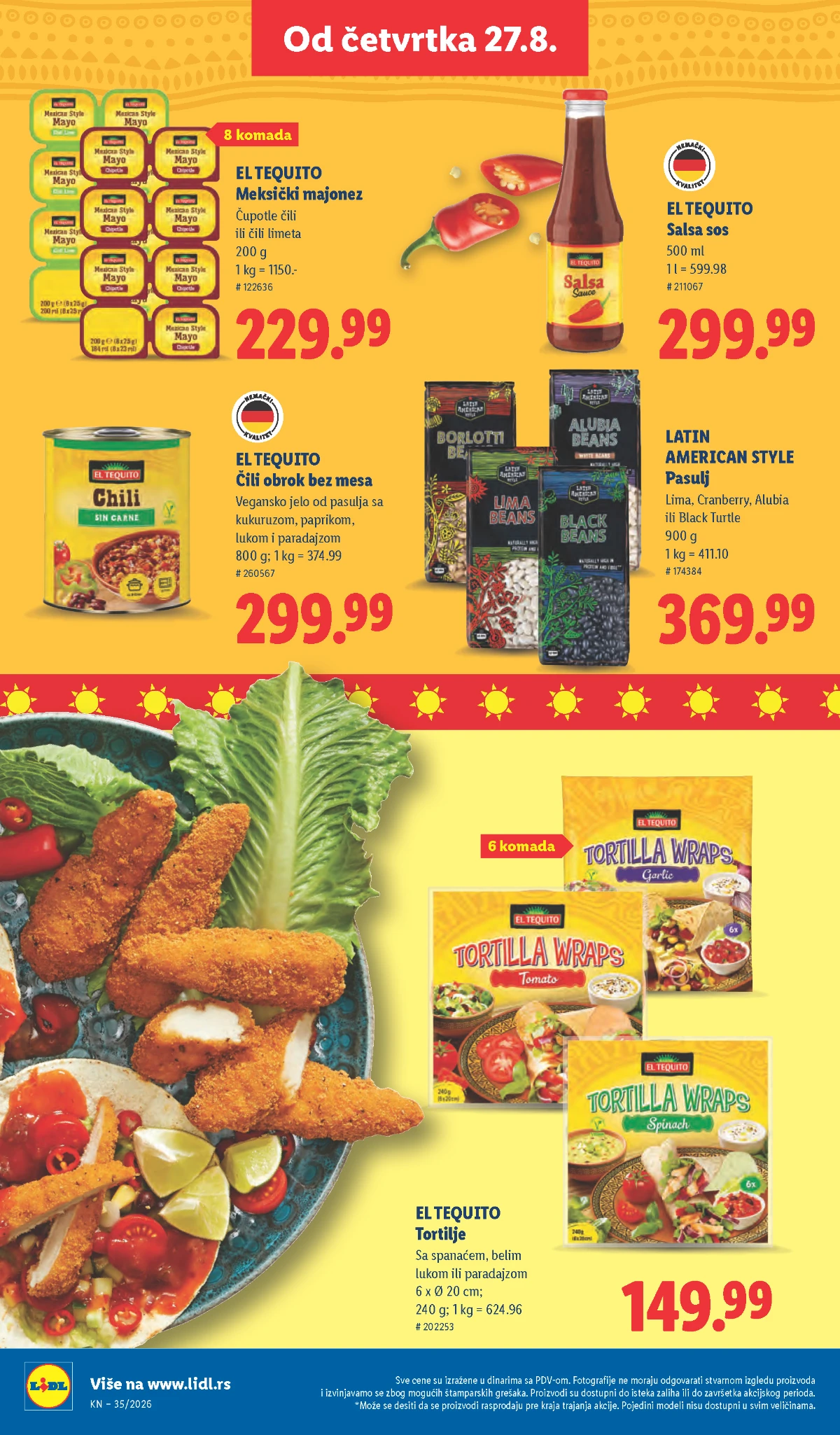 Lidl katalog strana 56 – El Tequito tortilje, salsa sos, pasulj i meksički majonez