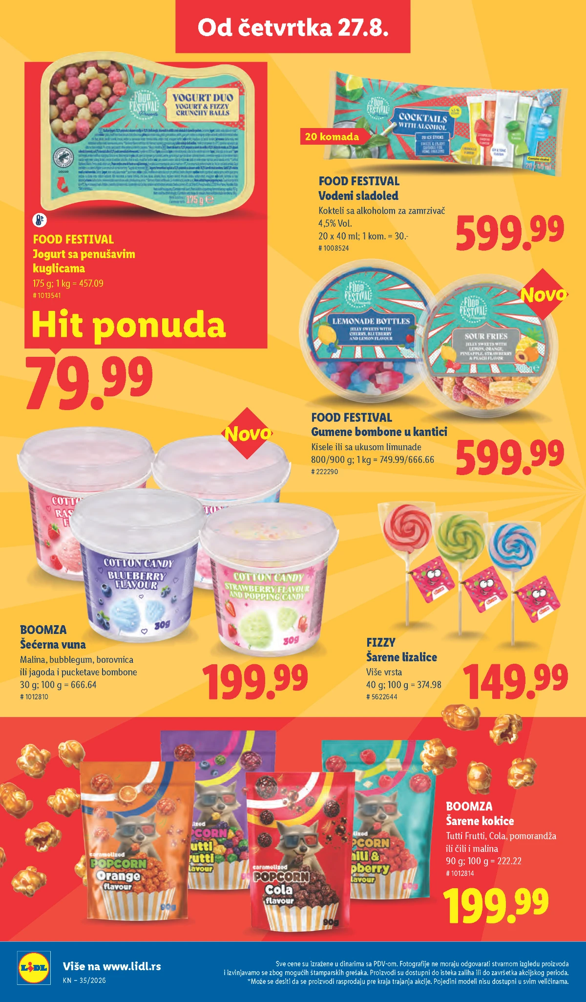 Lidl katalog strana 62 – vodeni sladoled, bombone, šećerna vuna i kokice