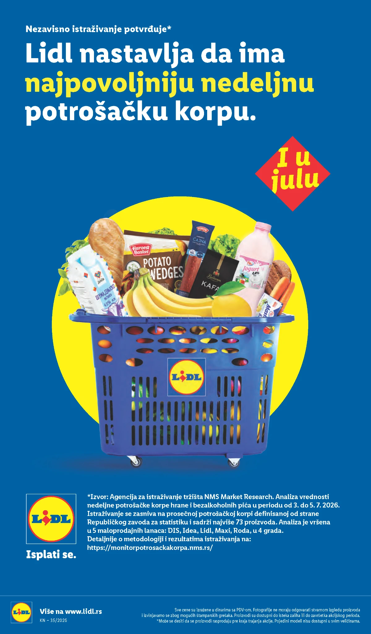 Lidl katalog strana 72 – rezultati istraživanja nedeljne potrošačke korpe