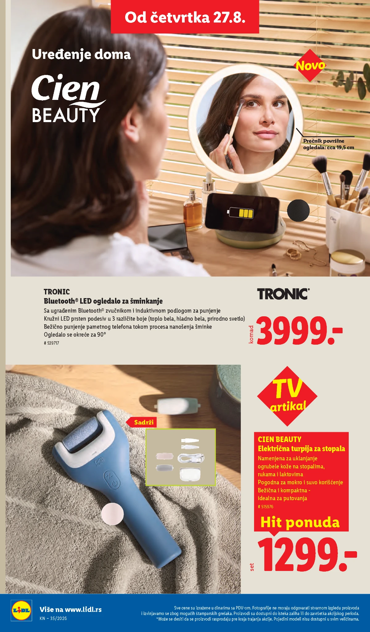 Lidl katalog strana 74 – Tronic LED ogledalo i Cien električna turpija