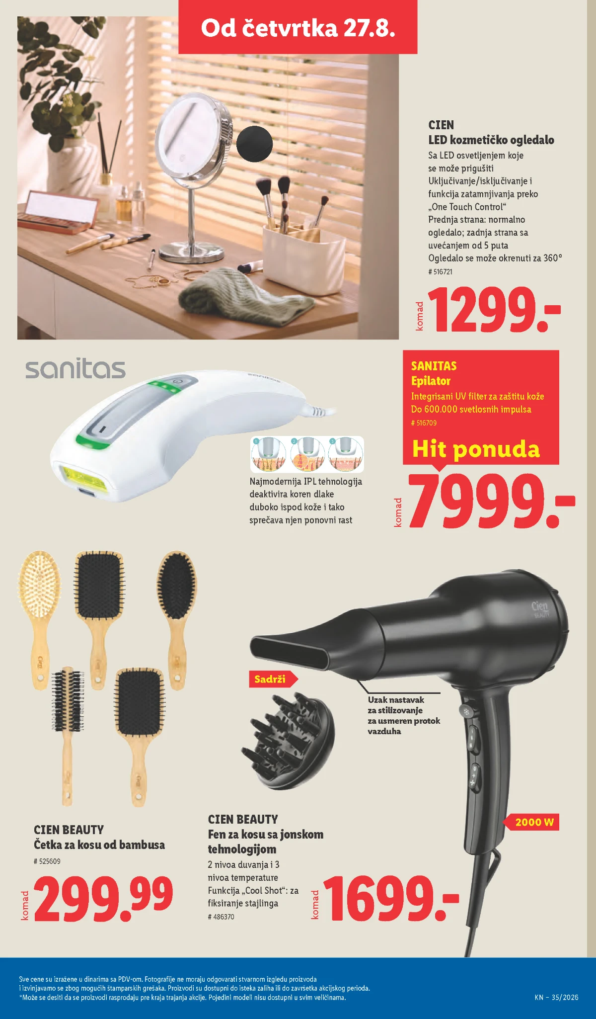 Lidl katalog strana 75 – Cien Beauty fen i ogledalo i Sanitas epilator
