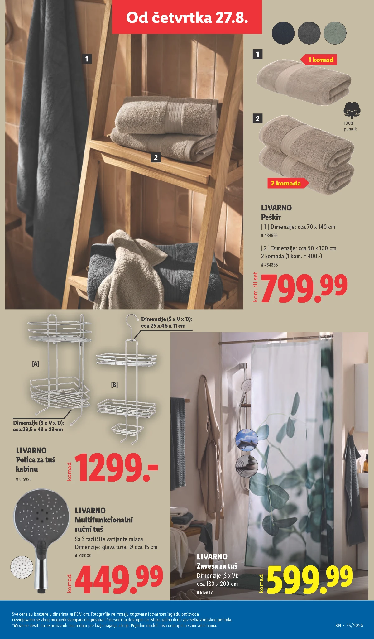 Lidl katalog strana 79 – Livarno polica, tuš, peškiri i zavesa za tuš