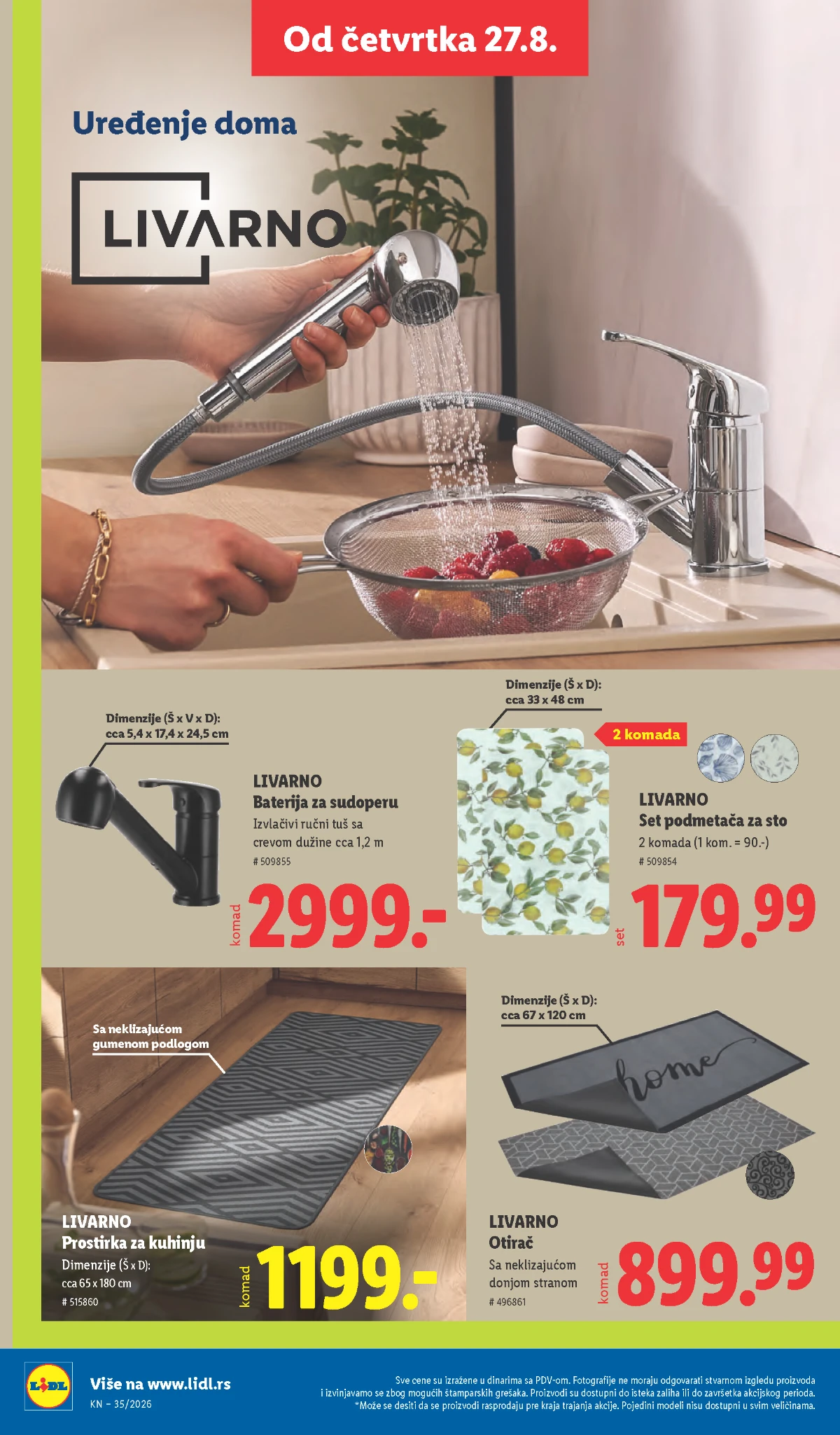 Lidl katalog strana 80 – Livarno baterija za sudoperu, prostirka i otirač