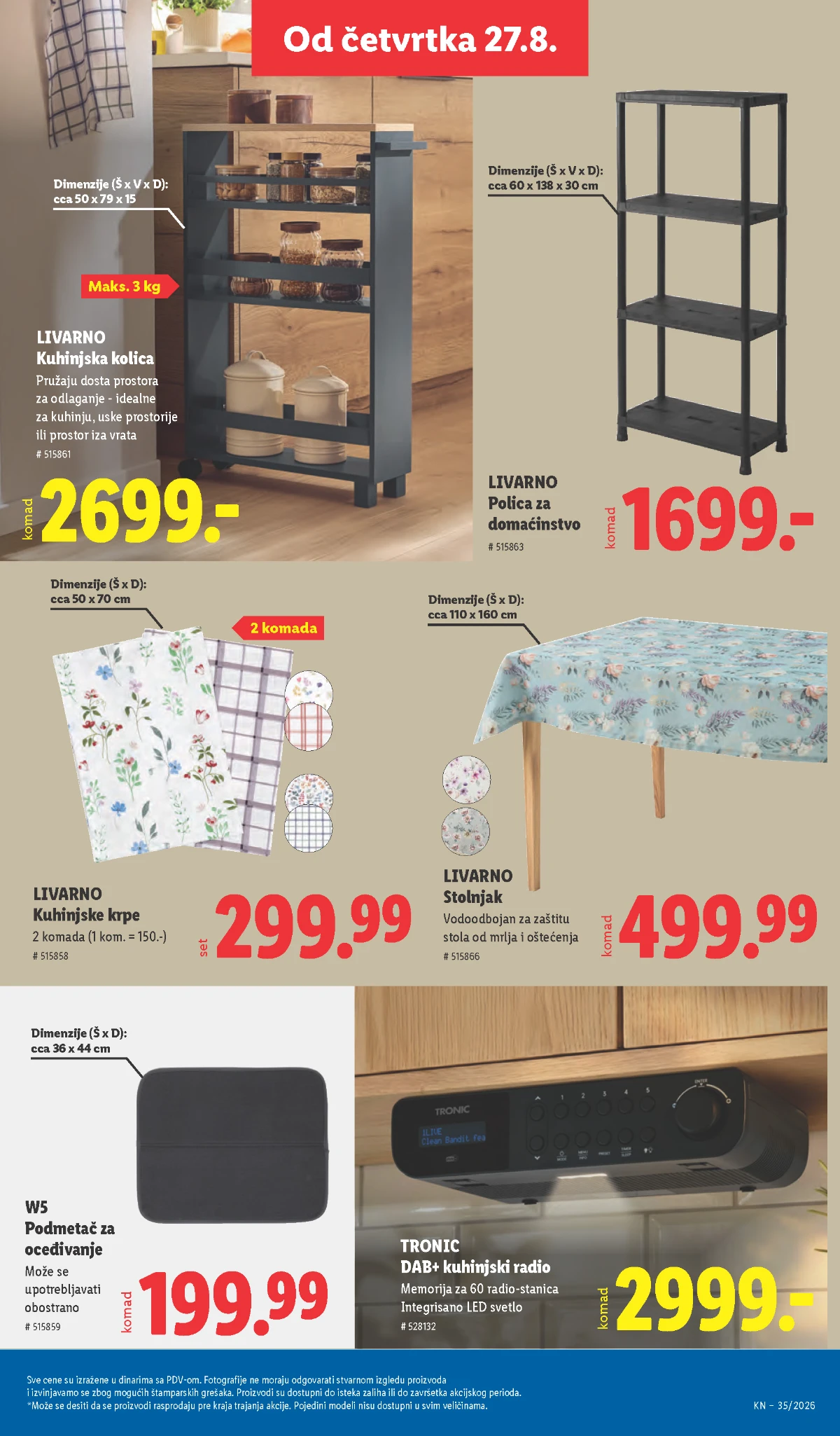 Lidl katalog strana 81 – kuhinjska kolica, polica za domaćinstvo i Tronic radio